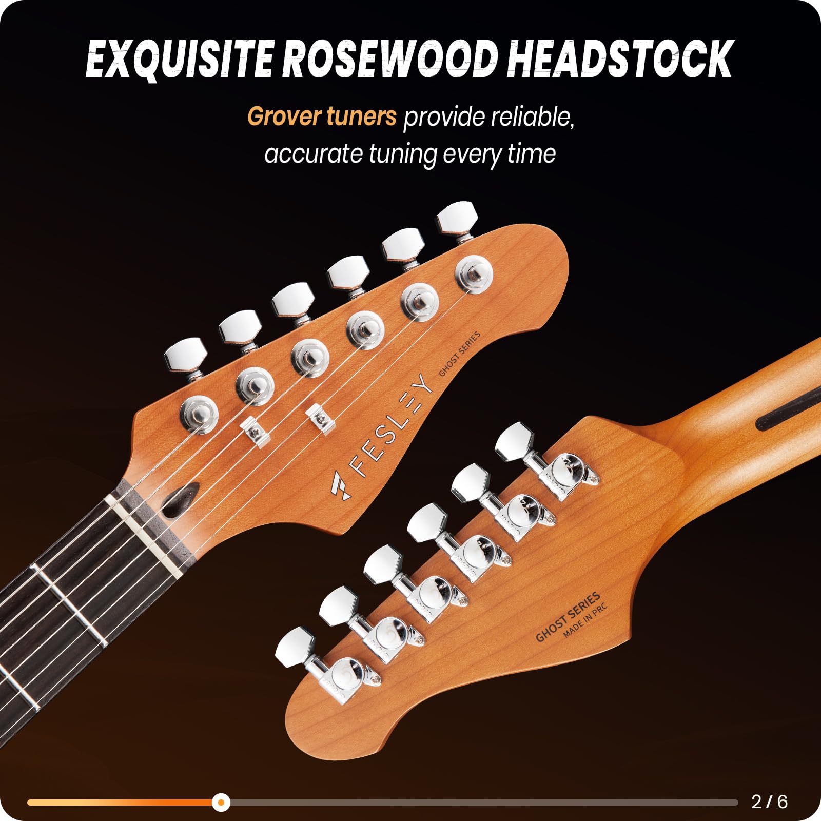 Fesley 39'' Electric Guitar: Solid Body Electric Guitars for Intermediate &Pro Players with Wilkinson Pickups,Grover Tuners,6 St