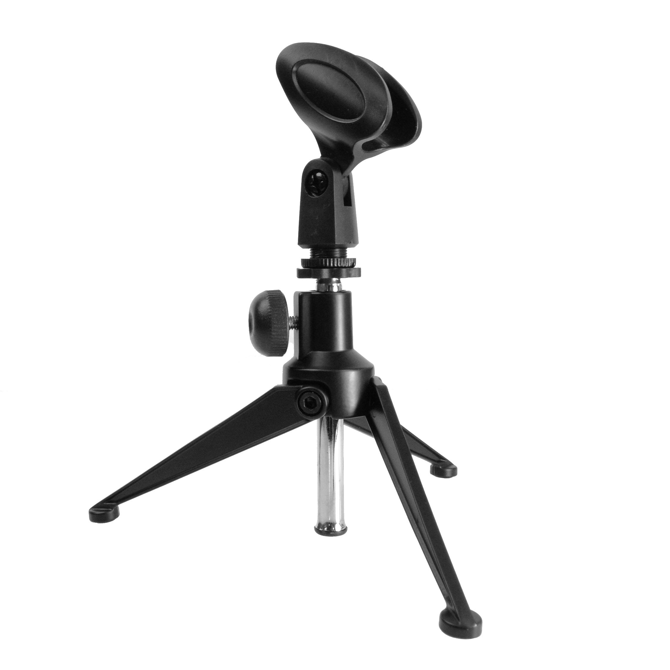 CamDesign Adjustable Tabletop Mic Stand Portable Foldable Desktop Tripod Microphone Stand with Clip