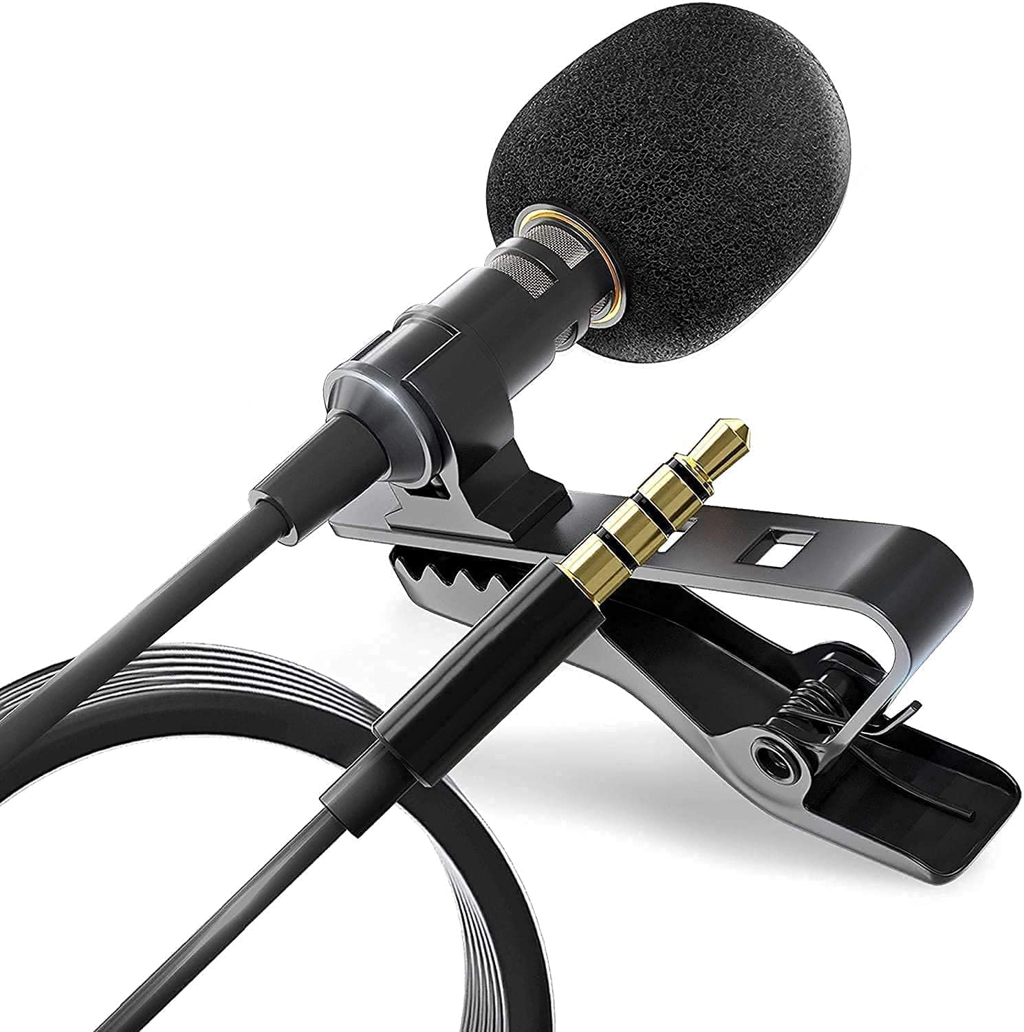 Careflection 1.5 M Collar Mic Voice Recording Filter Auxiliary Microphone, Digital Noise Cancellation Clip Collar Mic Condenser 