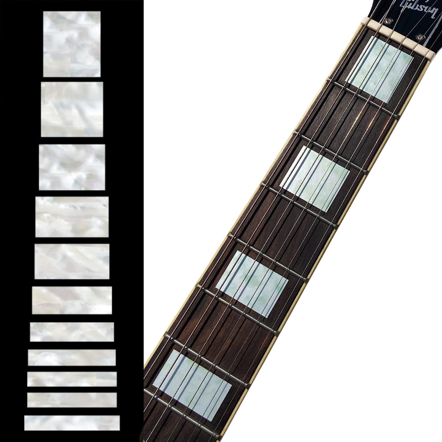 Fretboard Markers Inlay Stickers Decals For Guitars & Bass - Lp Sg Blocks - White Pearl