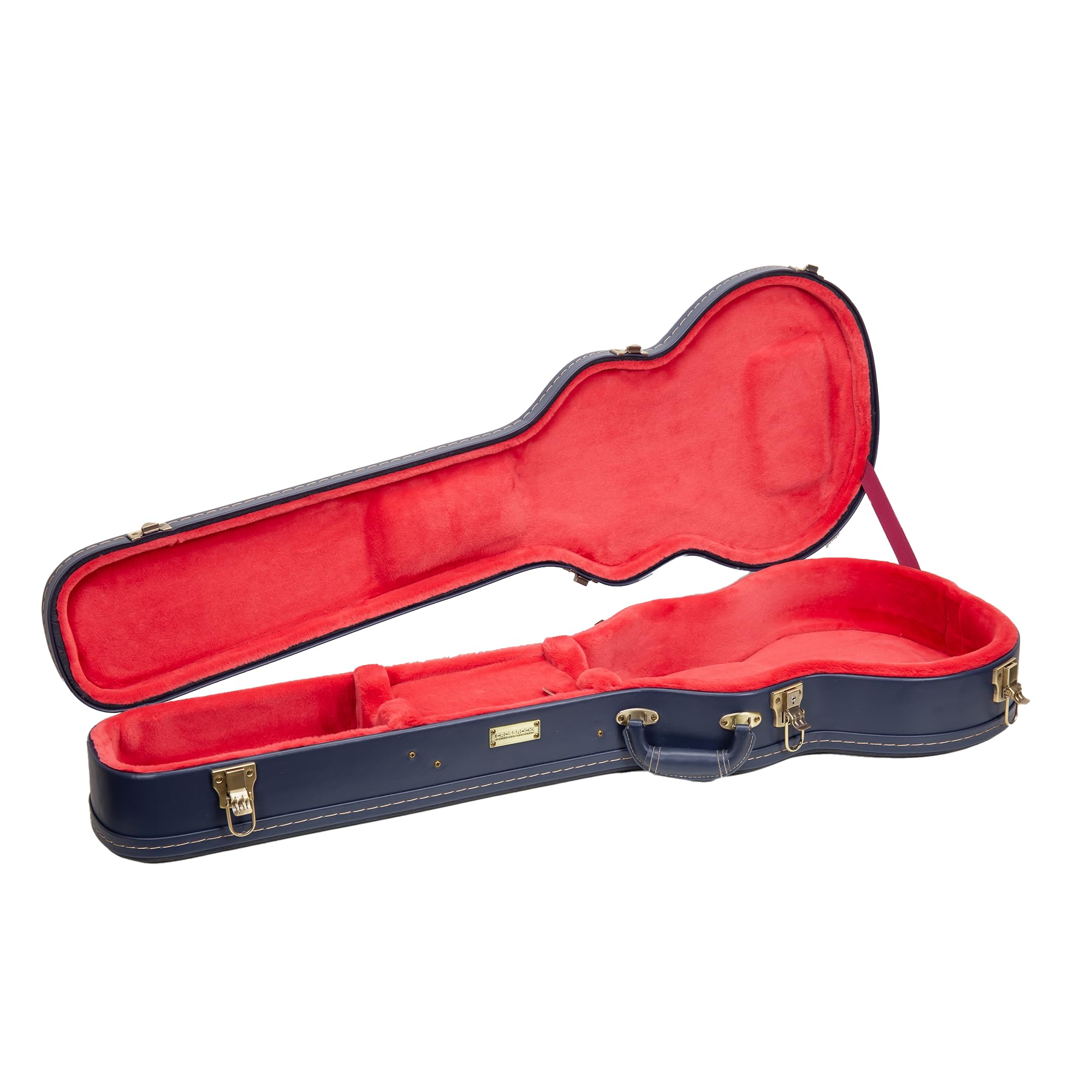 Crossrock Relief Series Les Paul Guitar Case for Single-Cut Electric Guitars | Carved Ocean Blue Finish, Deep Scarlett Velvet In