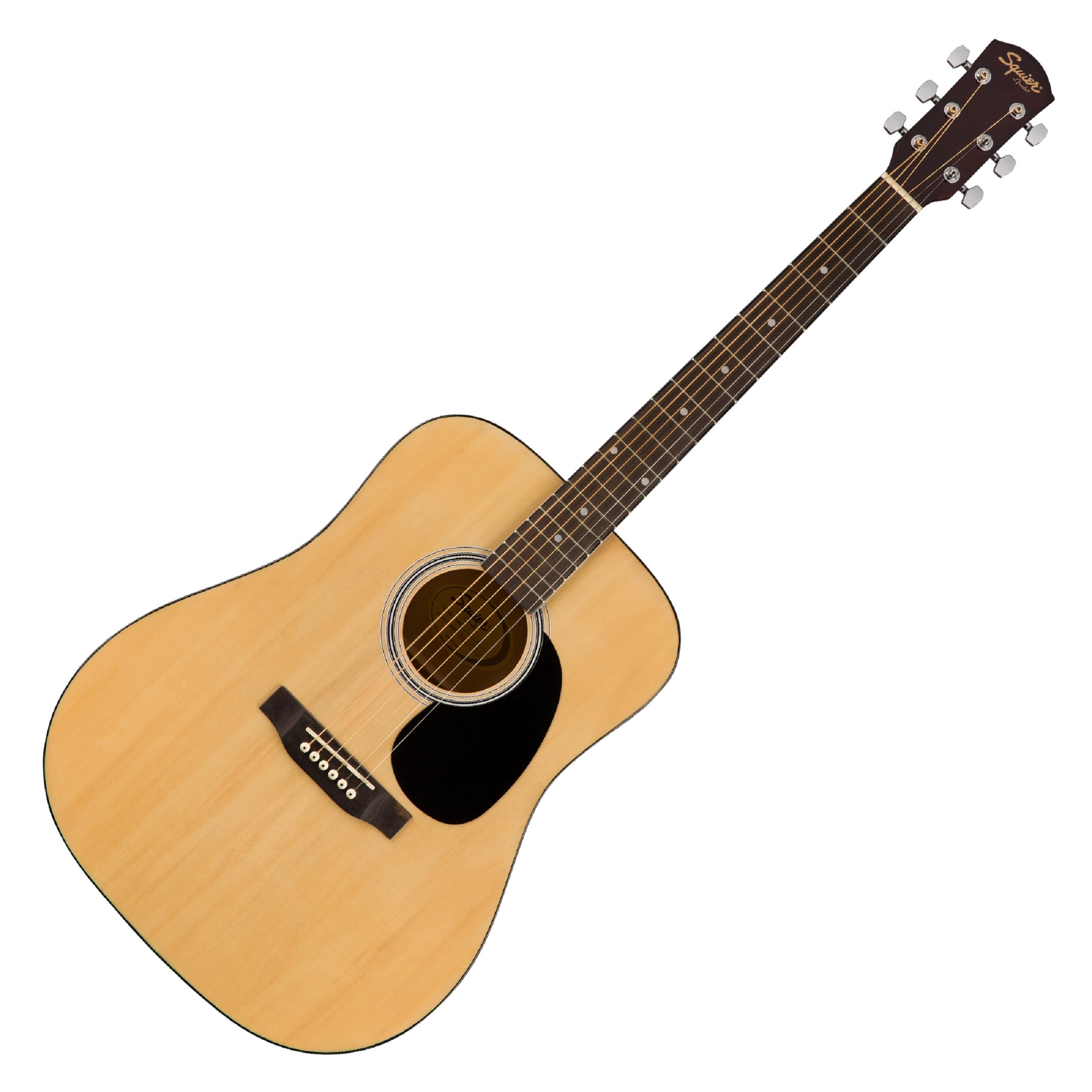 Squier By Fender Acoustic Guitar, With 2-Year Warranty, Dreadnought With Maple Fingerboard, Glossed Natural Finish, Mahogany Bac