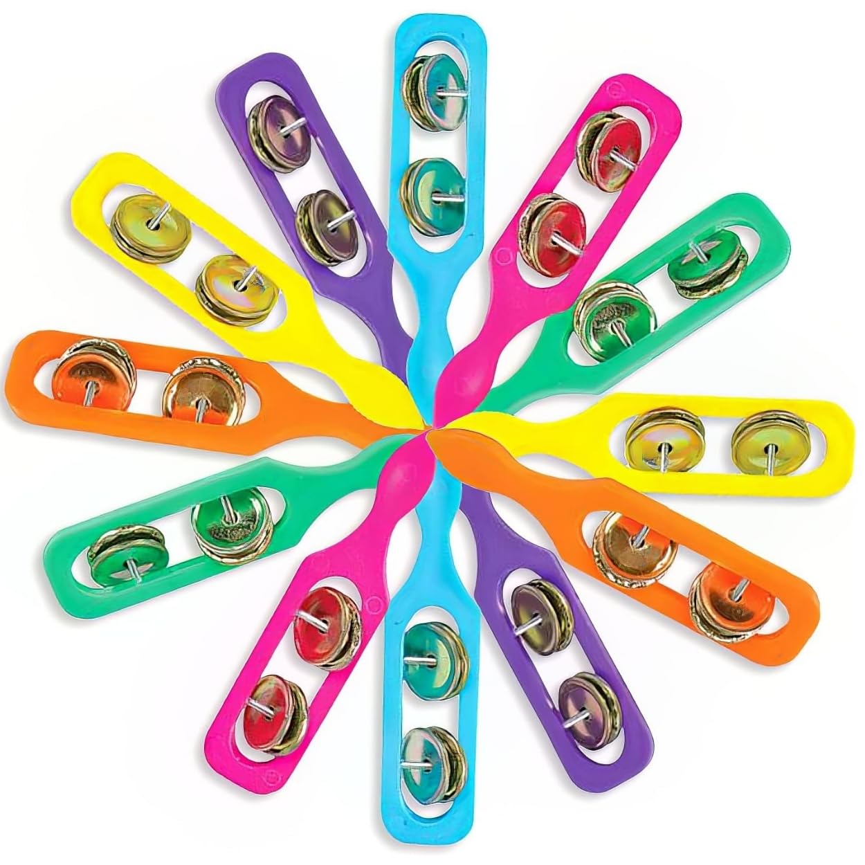 Rhode Island Novelty Dozen Colorful Cymbals with Handles (12)