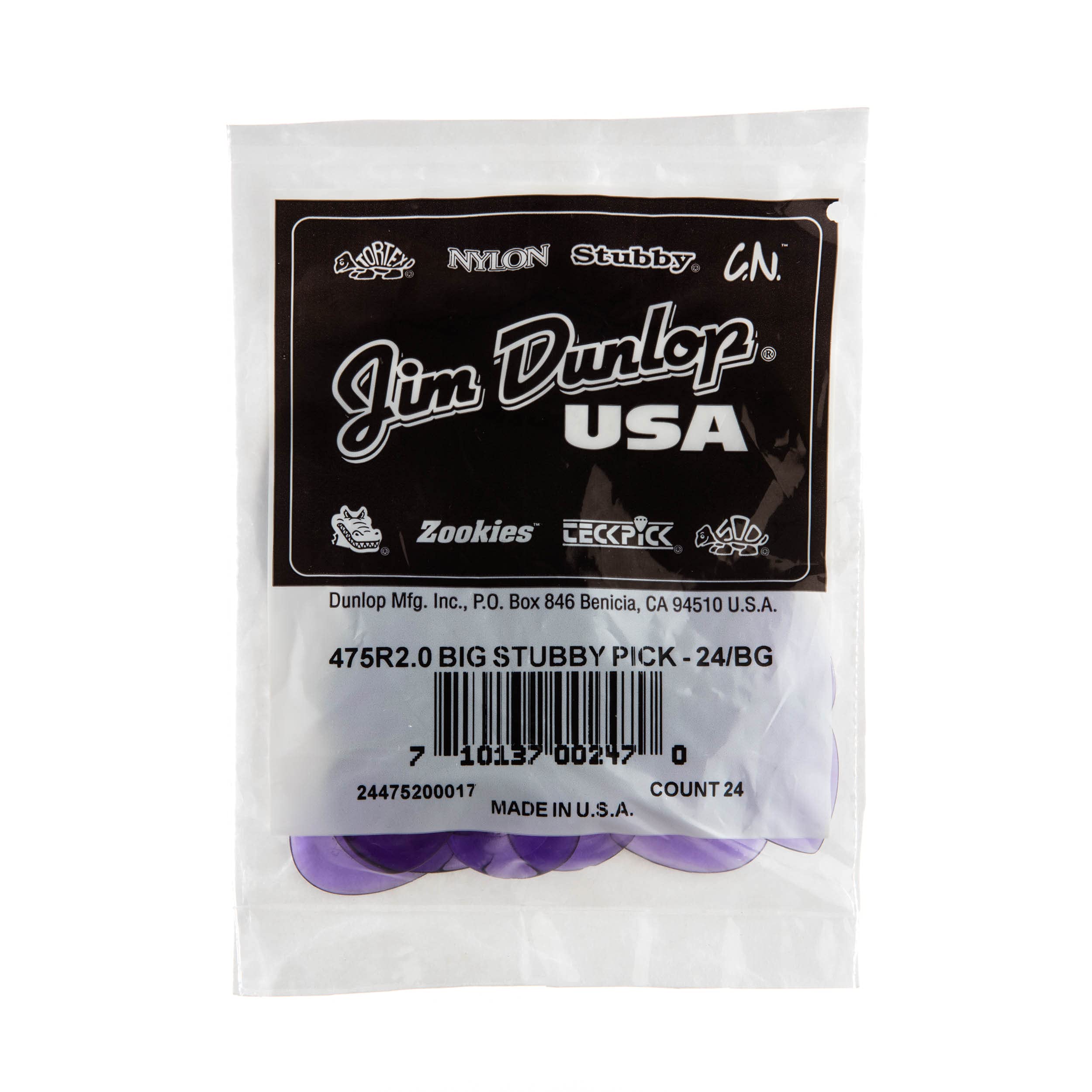 Dunlop Big Stubby, Light Purple, 2.0mm, 24/Bag