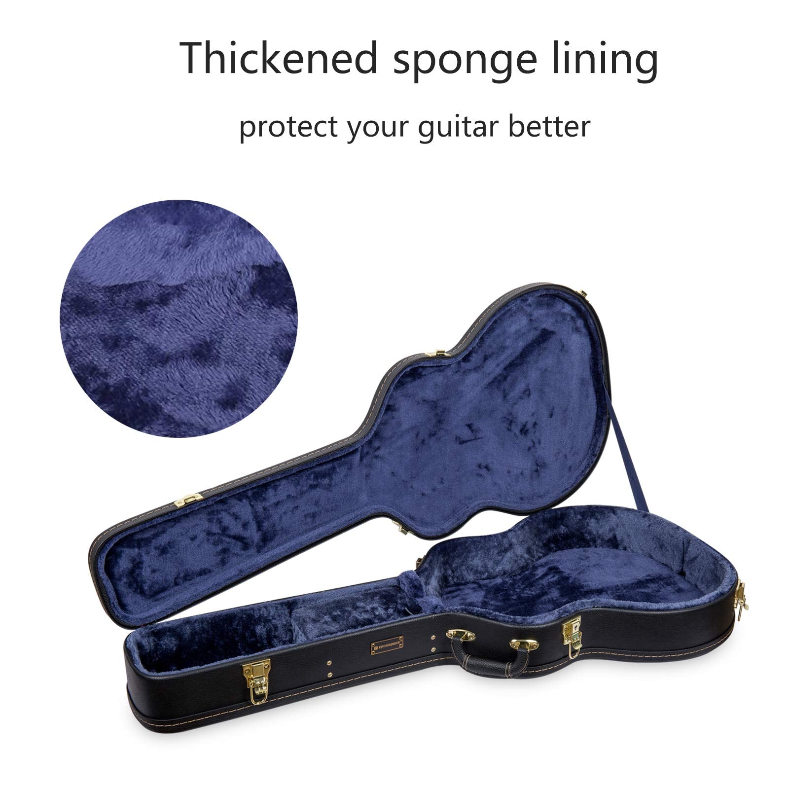Crossrock Wooden Guitar Case Fits 335 Style 6-String Semi-Hollow Electric Guitars- Stainless Steel Latches, Sponge Lining, Metal