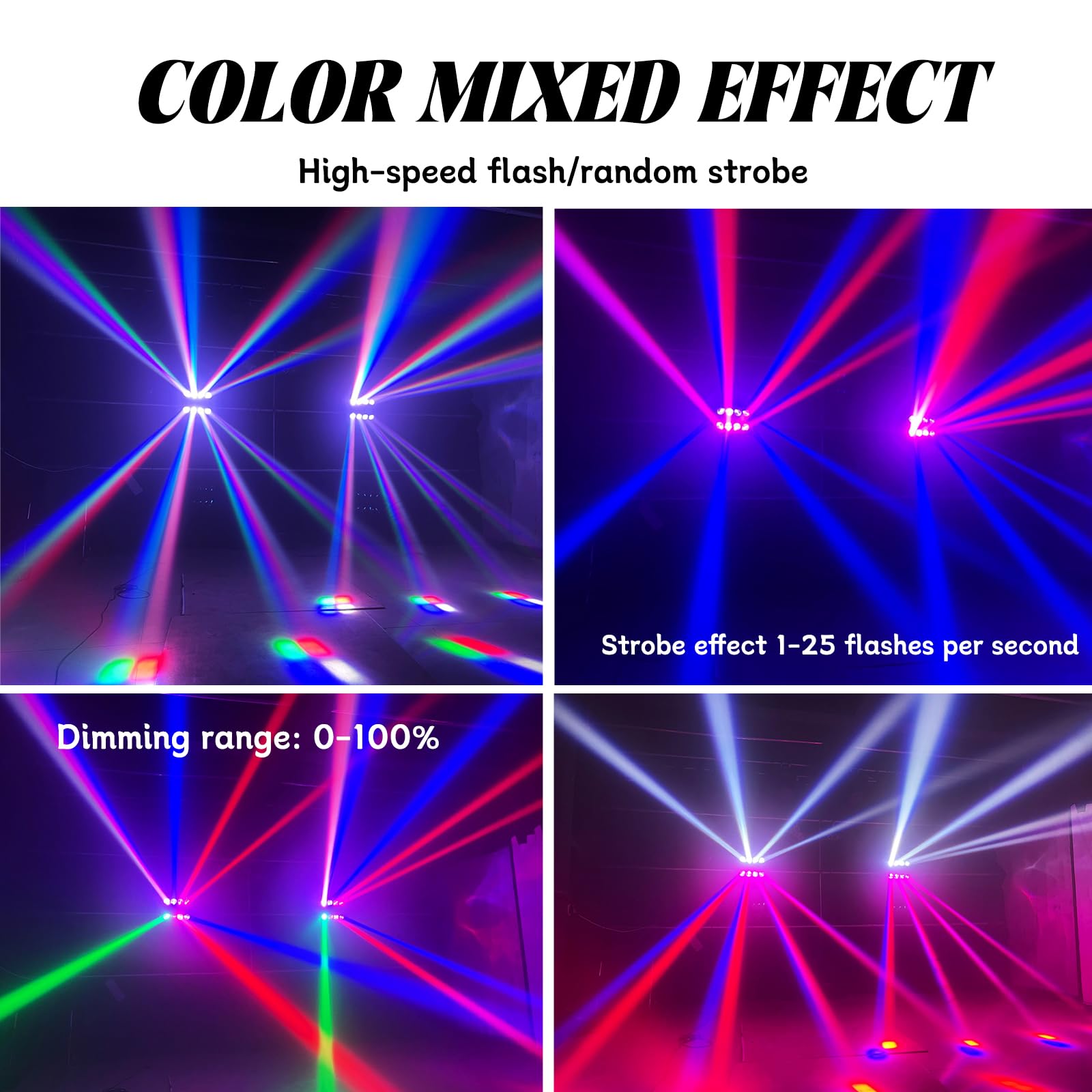8x15W Spider Moving Head Light LED RGBW 4in1 Portable Stage Light, Strobe Party Beam DJ Lighting DMX 512 & Sound Activated for K