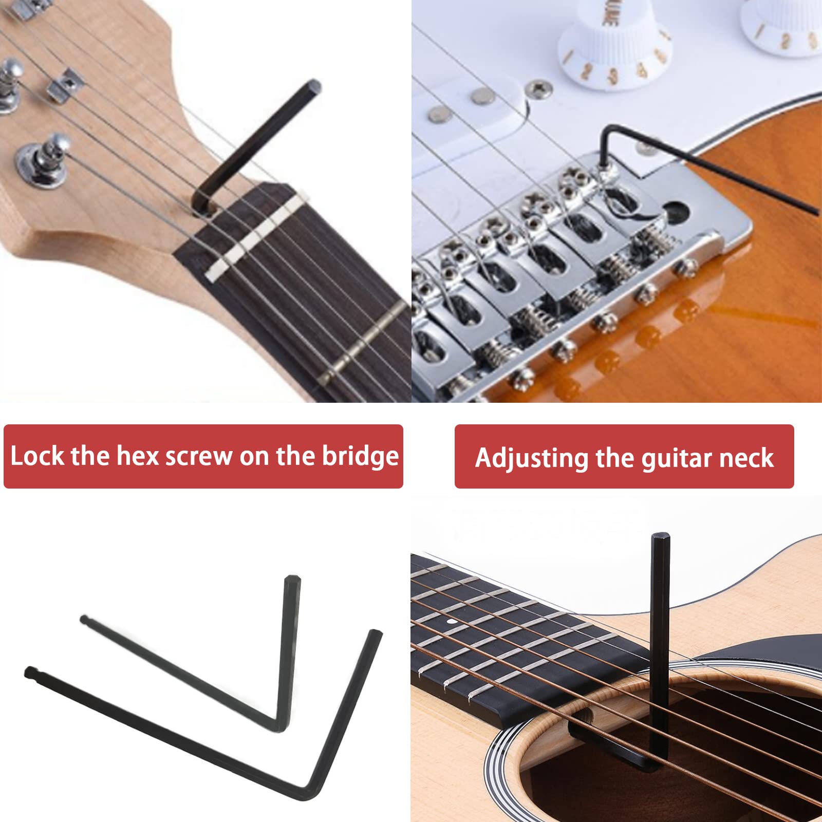 Cheerock Guitar Truss Rod Wrench, 4mm and 5mm Allen Wrench, Extended Ball Head Hex Key for Adjusting Guitar Necks, Guitar Tools