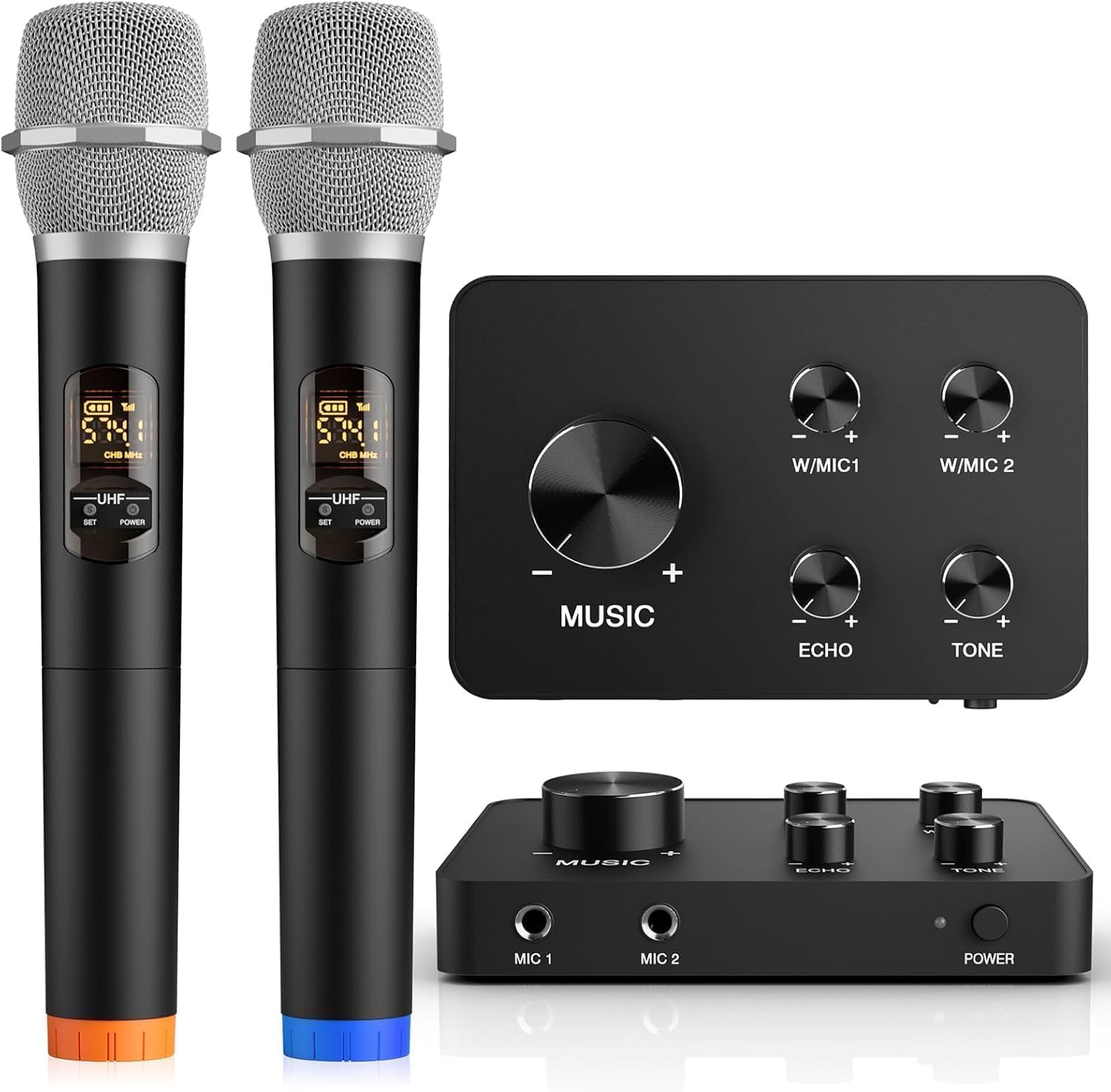 voijump Wireless Microphone Karaoke Mixer System, Dual Handheld Wireless Microphone for Karaoke, Smart TV, PC, Speaker, Amplifie