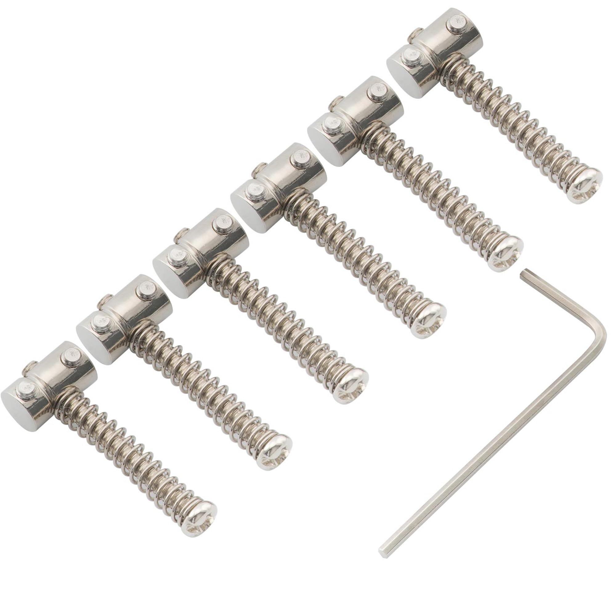 Musiclily Pro 10.8mm Small Barrel Steel Saddles Round Bridge Saddles for Fender Squier Telecaster Tele Style Electric Guitar, Ni