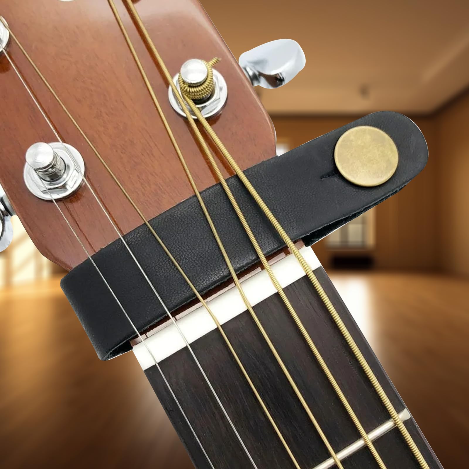 6PCS Leather Guitar Neck Strap Button, Acoustic Guitar Strap Lock Adapter, Leather Guitar Strap Button, Guitar Strap Button Lock