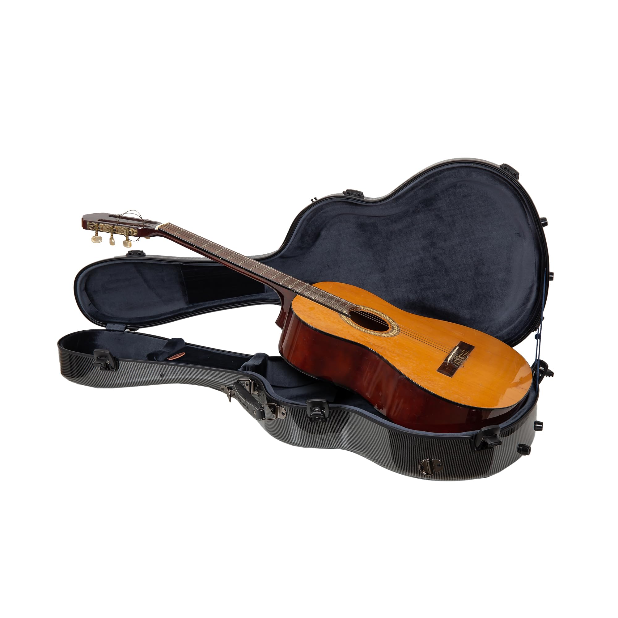 Crossrock 4/4 Size Flamenco Classical Guitar Case - 7lb Ultra-Light 3K Carbon Finish (Piano Black) | Lab-Certified Impact Protec