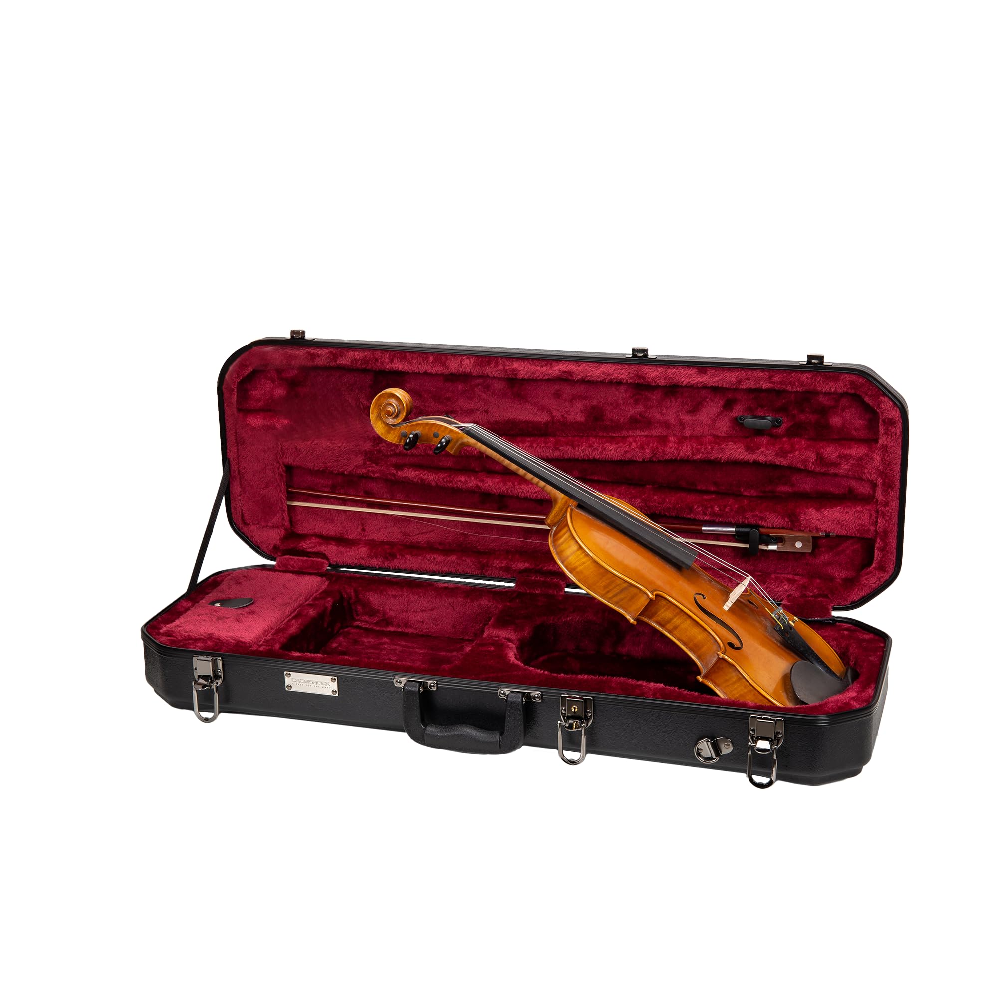 Crossrock 4/4 size Violin Case | ABS Molded Hardshell with Interior Compartment, 2 Bow Holders, Security Lock, and Detachable St