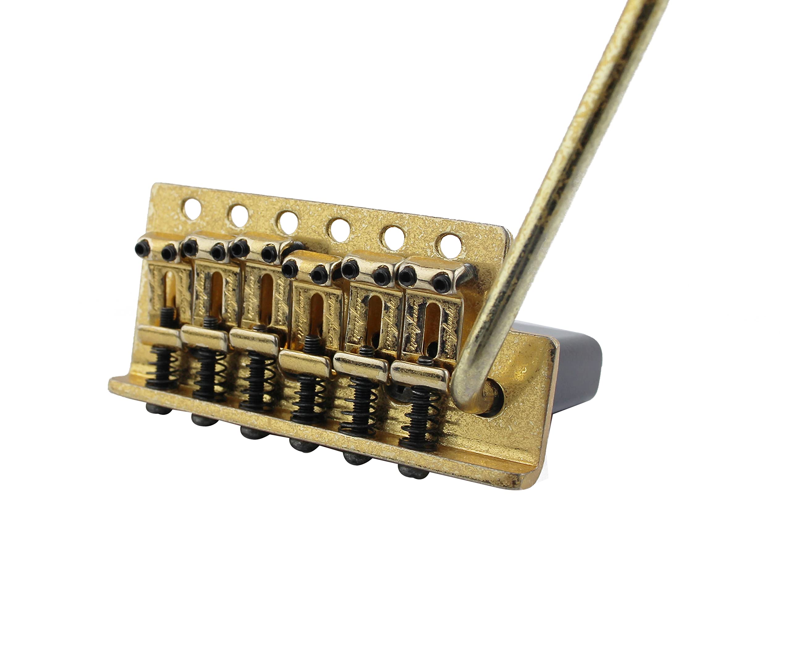 Guyker Tremolo Bridge Vintage Bent Steel Saddles Compatible with Start ST Electric Guitar (GK-1004, Gold Old)