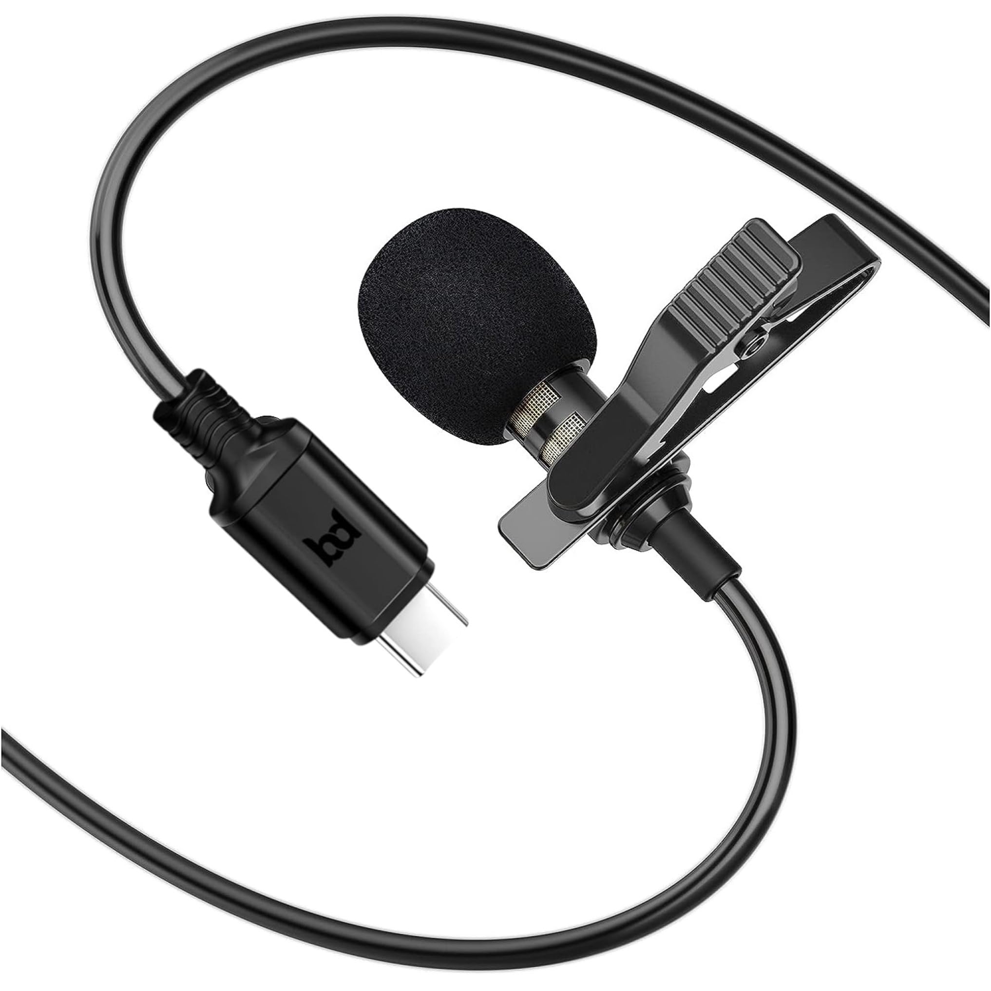 BassDrops Lavalier Collar Mic USB Type C Professional Lapel Clip-on Mic Omni Condenser Little Mic for Video Recording Noise Redu