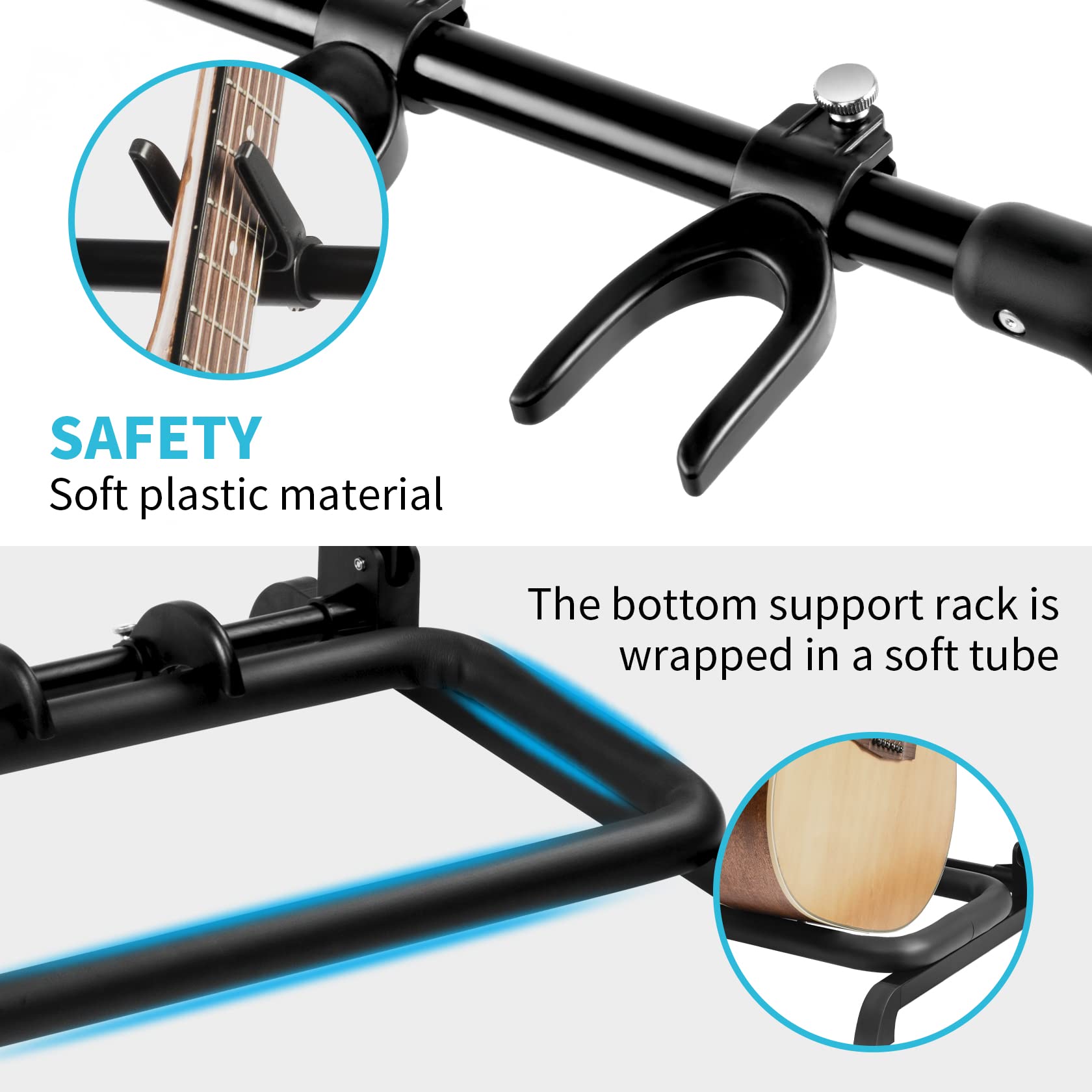 GUITTO Multi Guitar Rack Stand Foldable Universal Display Rack Portable Guitar Holder for Band Stage Bass Acoustic Guitar -7 Hol