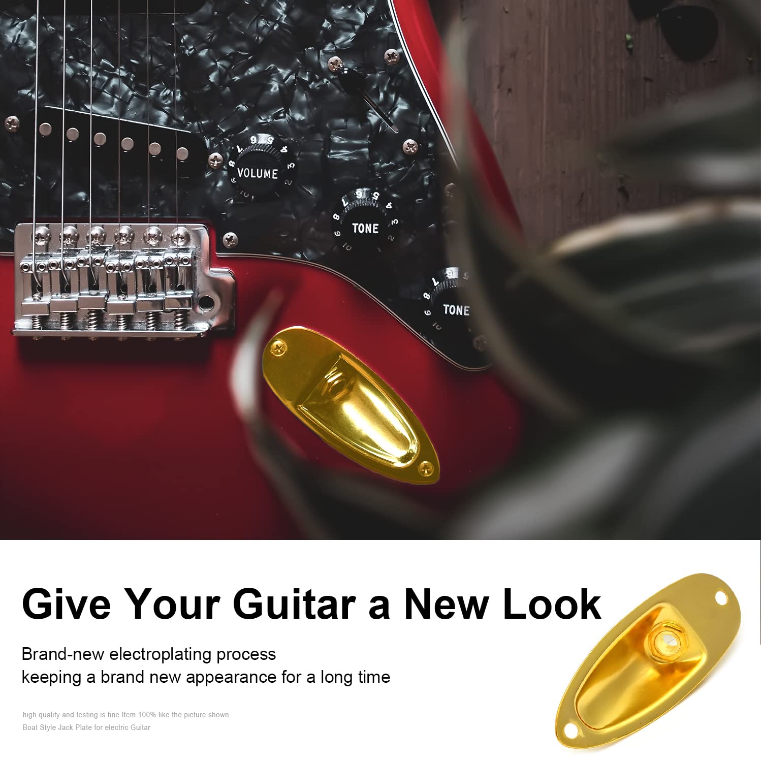 MAXCHEER Guitar Input Jack Socket Plate Output Loaded Boat Style 1/4 Inch with Screws for Fender Stratocaster Strat St Mono Elec