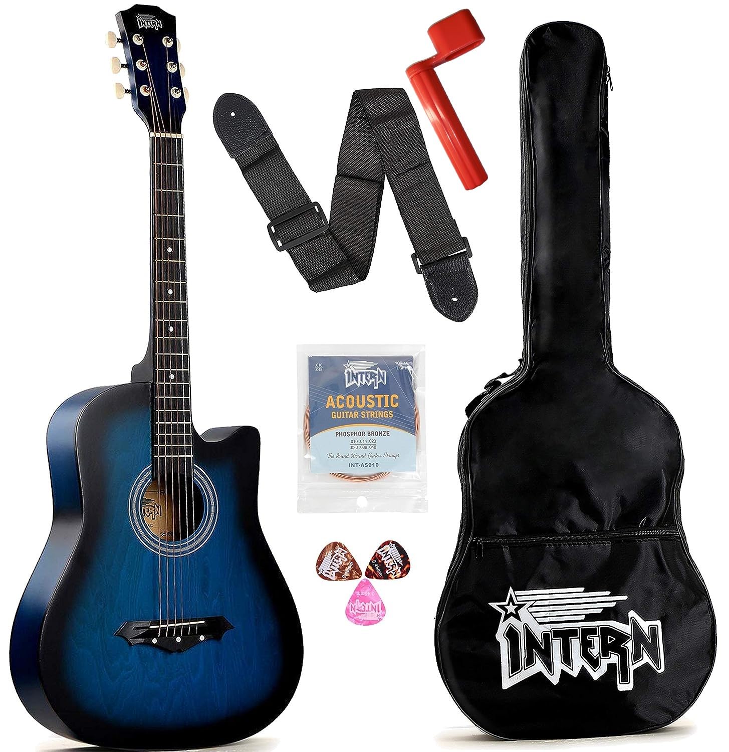Intern INT-38C Acoustic Guitar Kit (Blue)