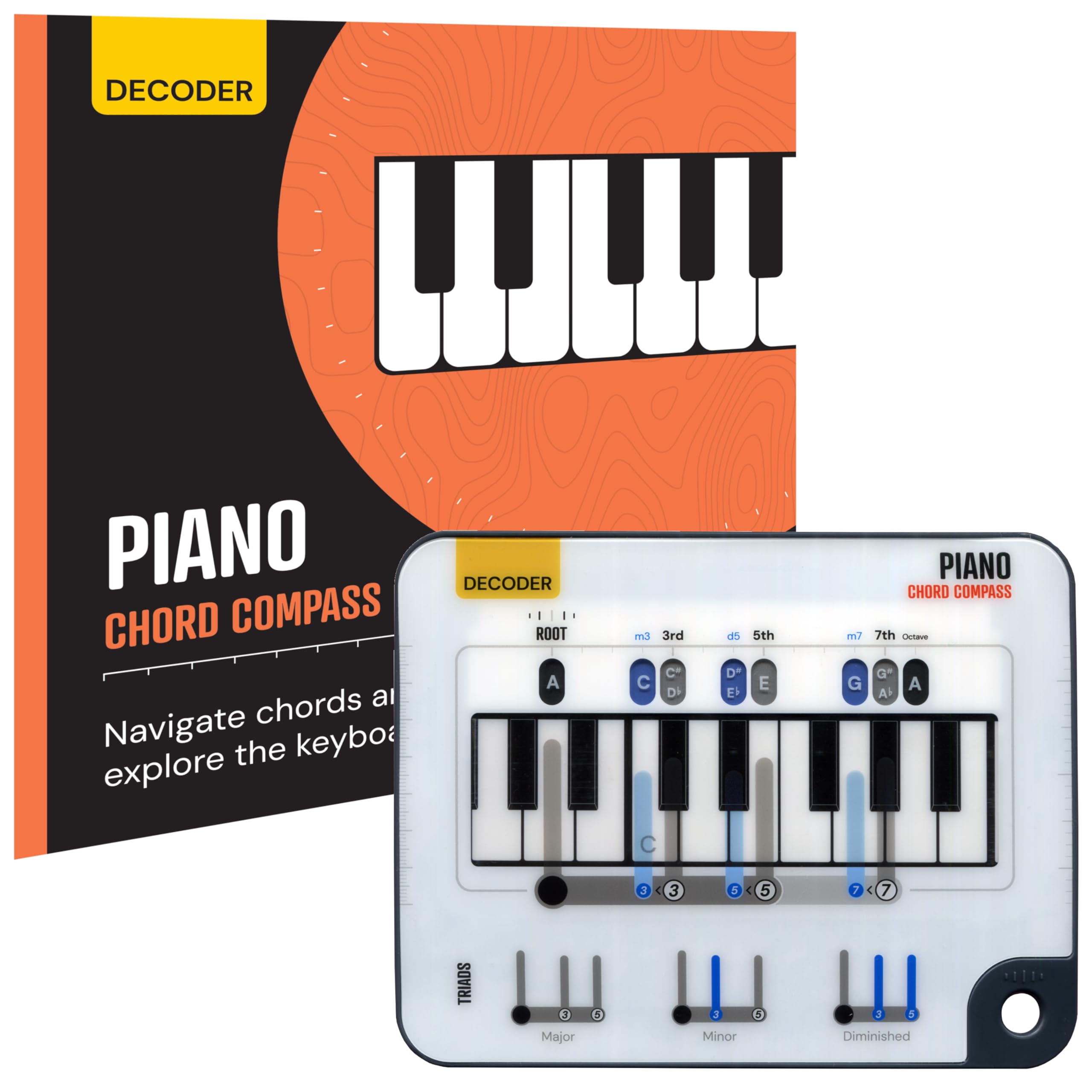 Piano Chord Learning Tool - Piano Compass and Book - Music Learning Tool - Understand Chords on Piano - Build Chords from Chord 