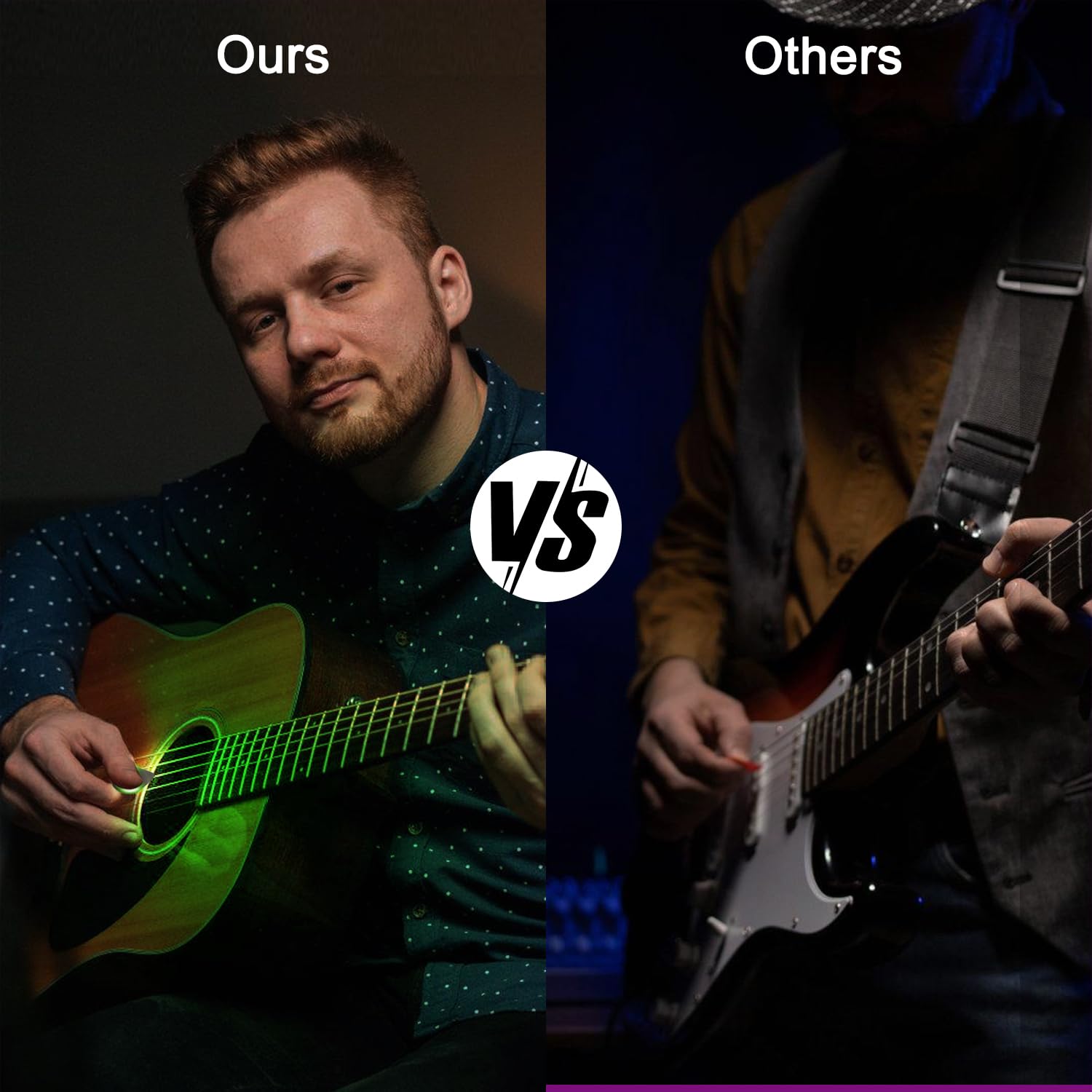 Auto LED Glowing Guitar Picks - Dazzling Colourful Illuminated Guitar Plectrum for Acoustic Electric and Bass Guitar, 0.6mm (Gre