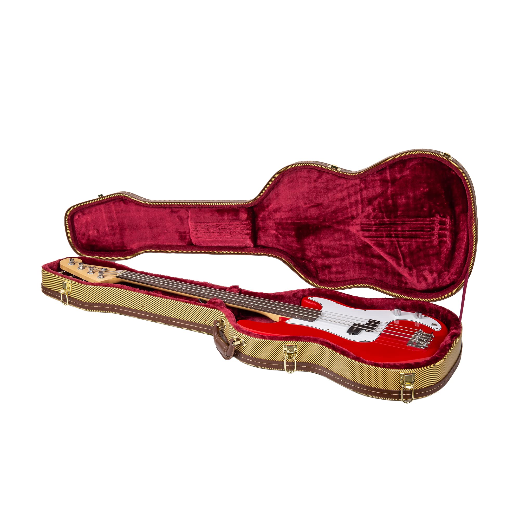 Crossrock Wood Case Fits Right-Hand Precision Bass Style Guitars-Vinyl Tweed(Crw620Pbtw)