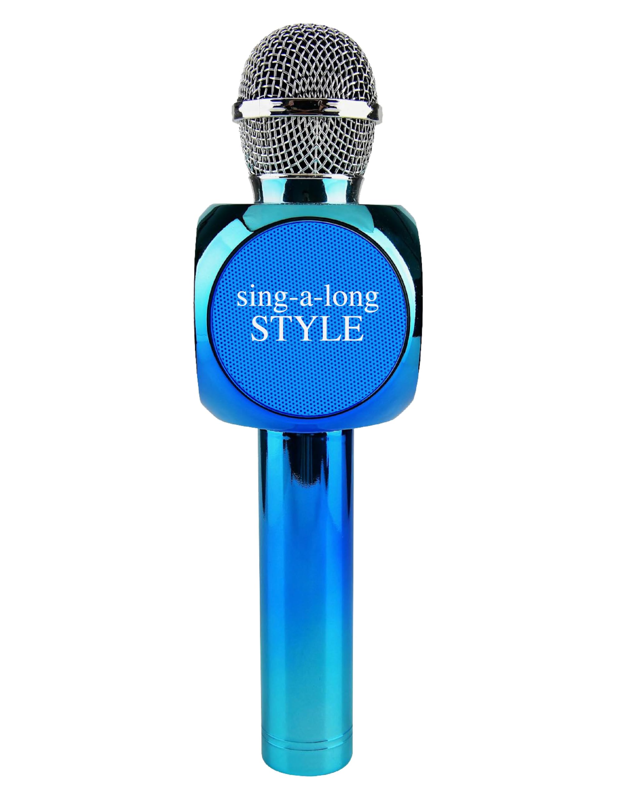 Wireless Express - Sing-Along Bling Bluetooth Karaoke Microphone And Bluetooth Stereo Speaker All-In-One (Blue Metallic)