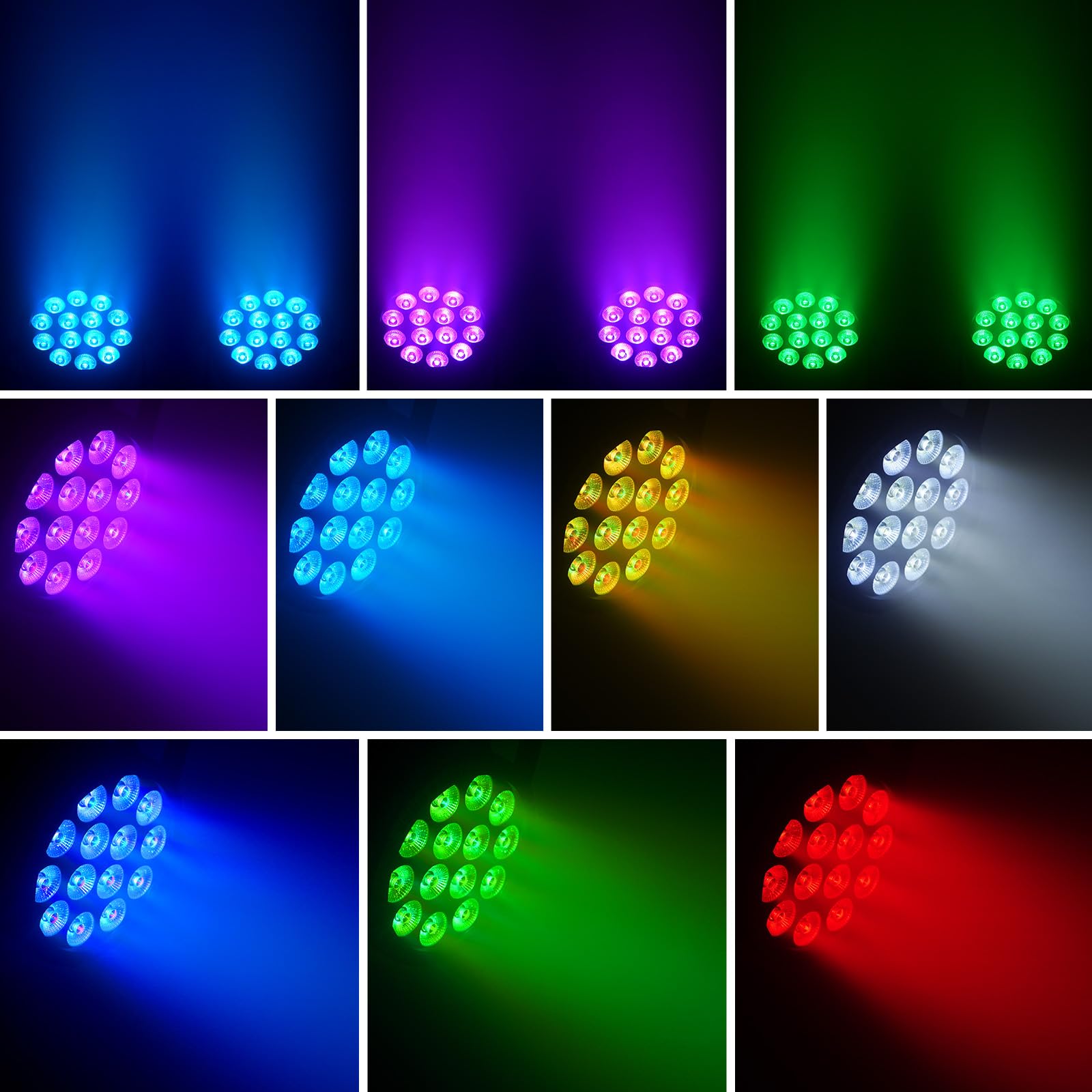 Stage Lights, 16 Packs UKing Par Can Lights RGBW LED 14x6W DMX Sound Activated, Uplights for Events Wedding Parties Church Live