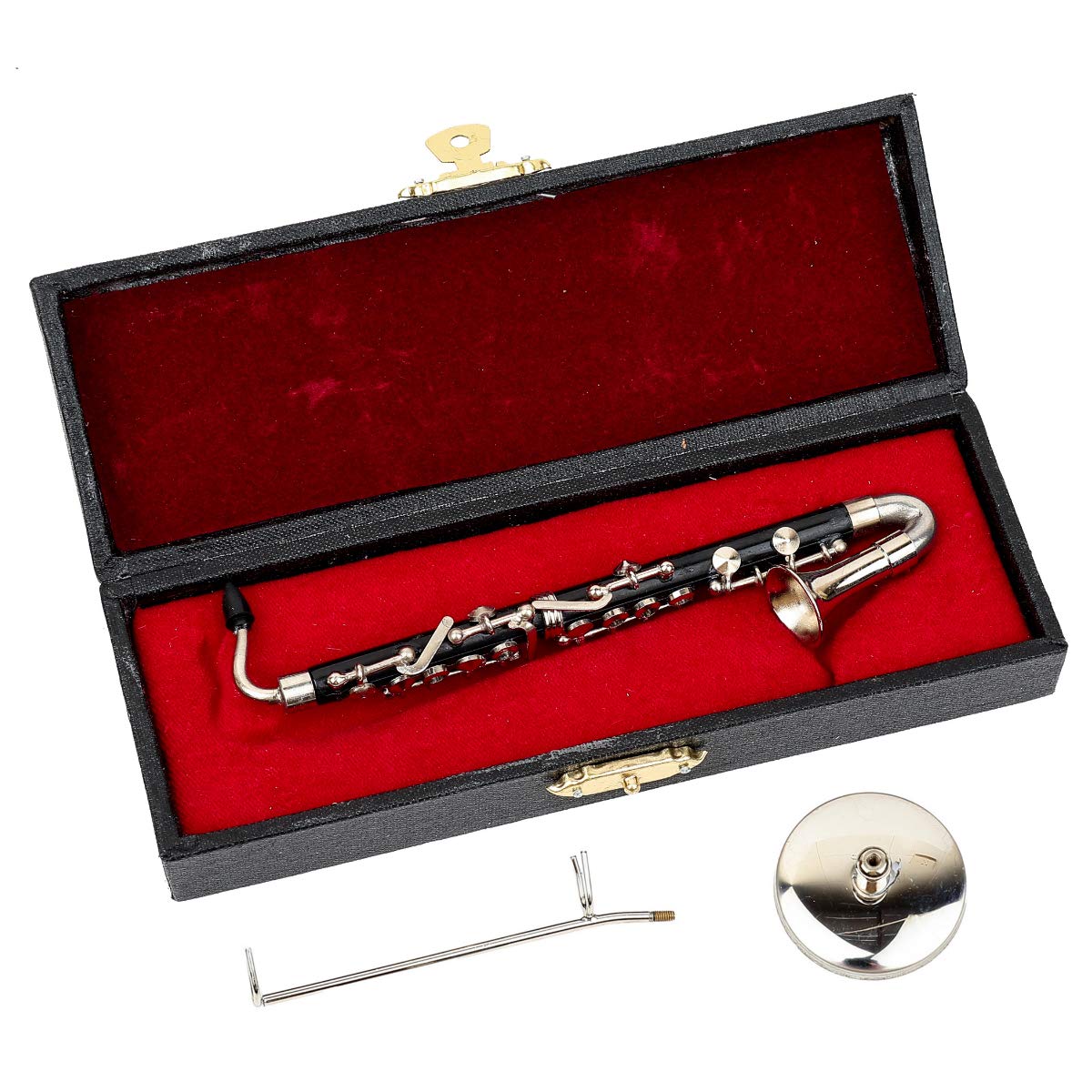 Dselvgvu Miniature Bass Clarinet with Stand and Case Mini Musical Instrument Mini Bass Clarinet Miniature Dollhouse Model Christ