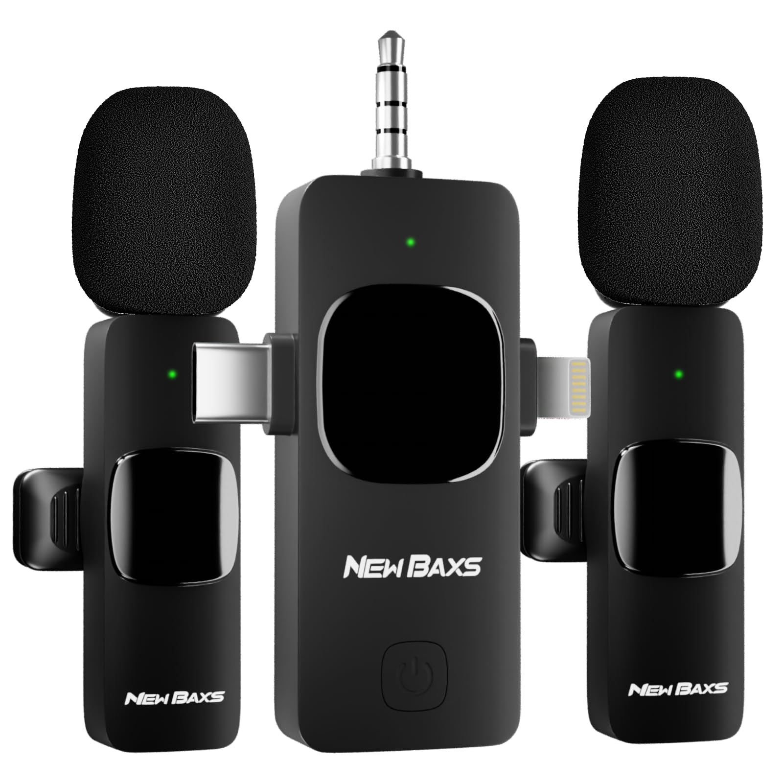 NEW BAXS 3 in 1 Wireless Lavalier Microphones for iPhone, Android, Camera, iPad USB-C Microphone, 7-Hour Battery, Mini Microphon