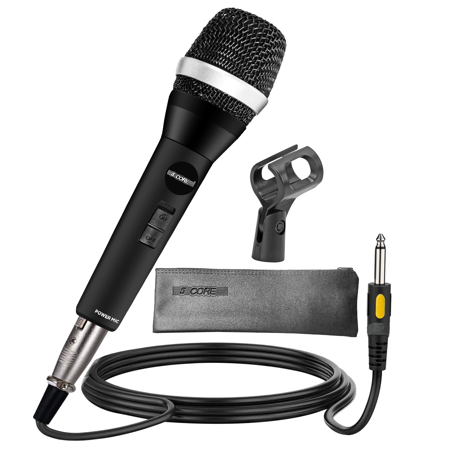 5 CORE Karaoke Microphone Dynamic Vocal Handheld Mic Cardioid Unidirectional Microfono w On and Off Switch Includes XLR Audio Ca