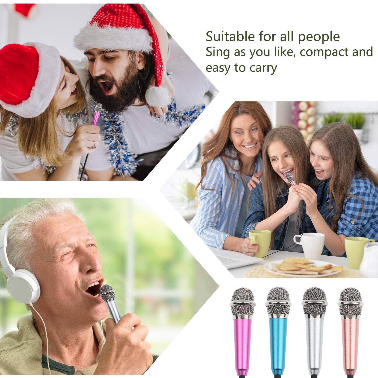4Pcs Mini Microphone Mini Karaoke Microphone for Voice Recording, Portable Microphone Chatting and Singing Compatible with Smart