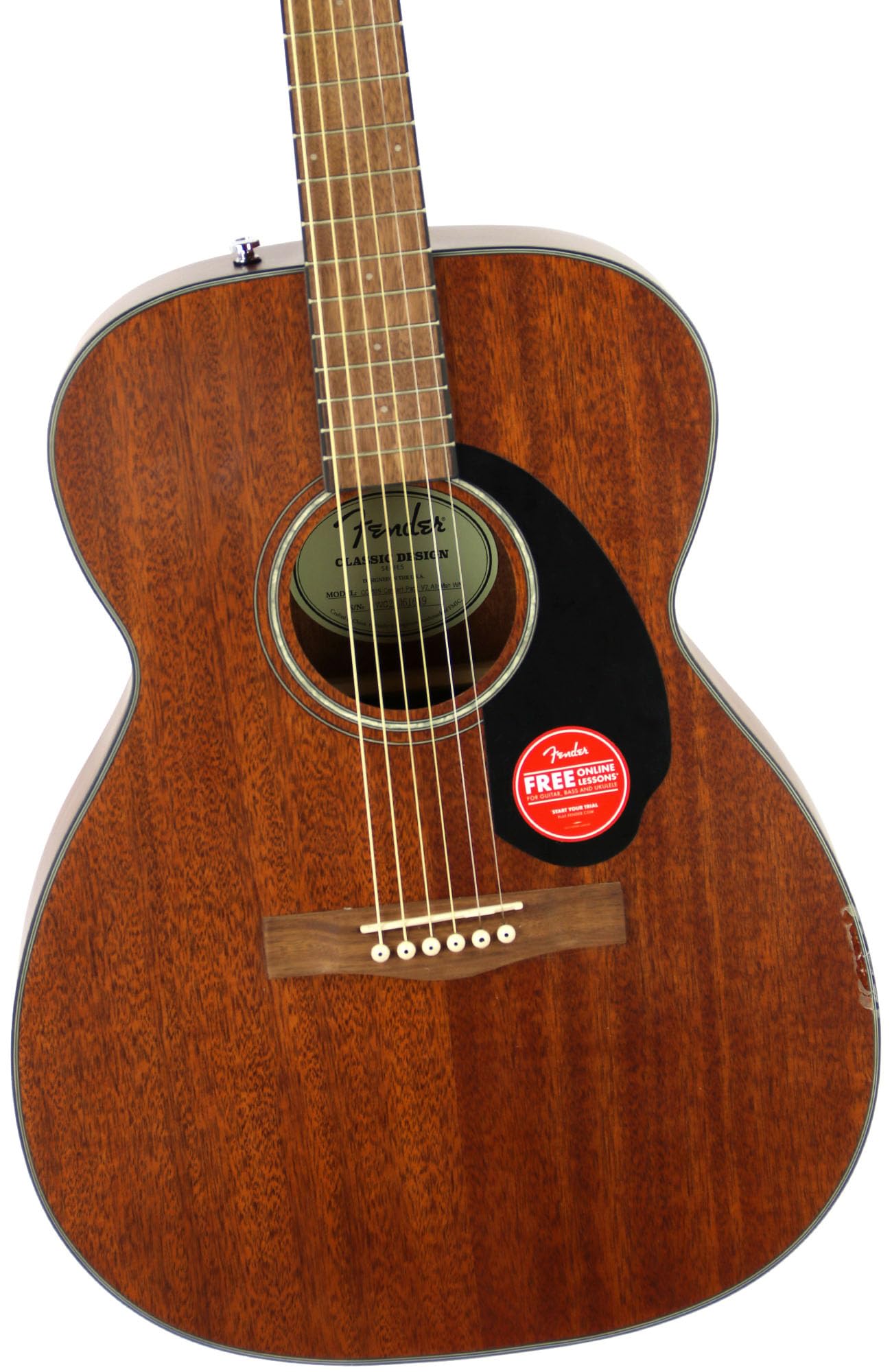 Fender CC-60S All-Mahogany Concert V2 Pack Acoustic Guitar, with 2-Year Warranty, Natural, with Gig Bag and Accessories