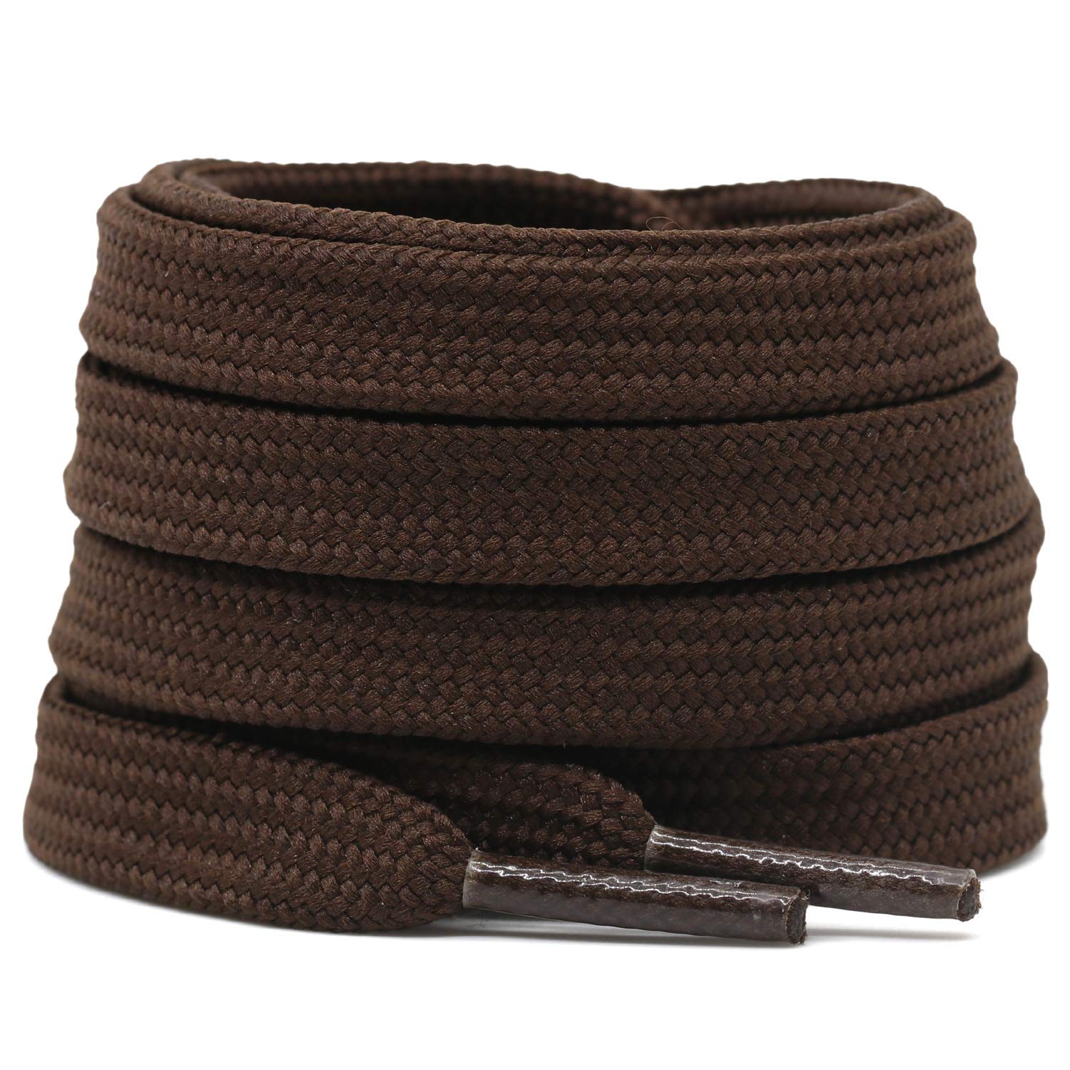 Delele Solid Flat Shoelaces Hollow Thick Athletic Shoe Laces Strings Dark Brown 2 Pair 63