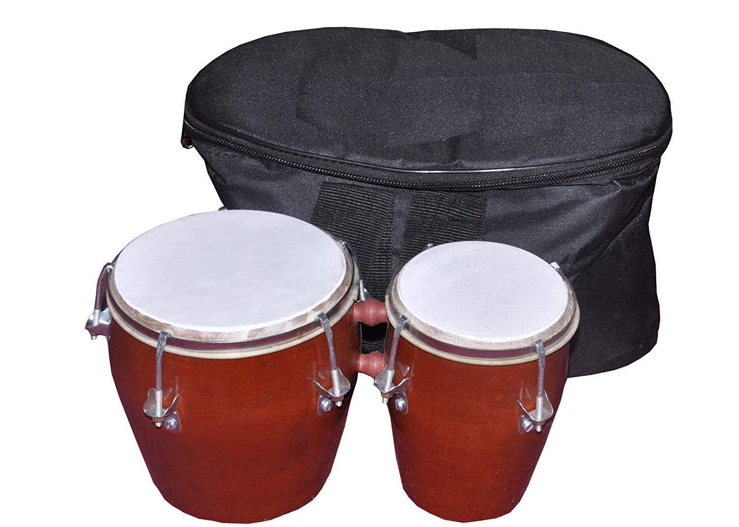 Gt Manufacturers Professional Two Piece Hand Made Wooden Bango Drum Set With Bag (Brown)