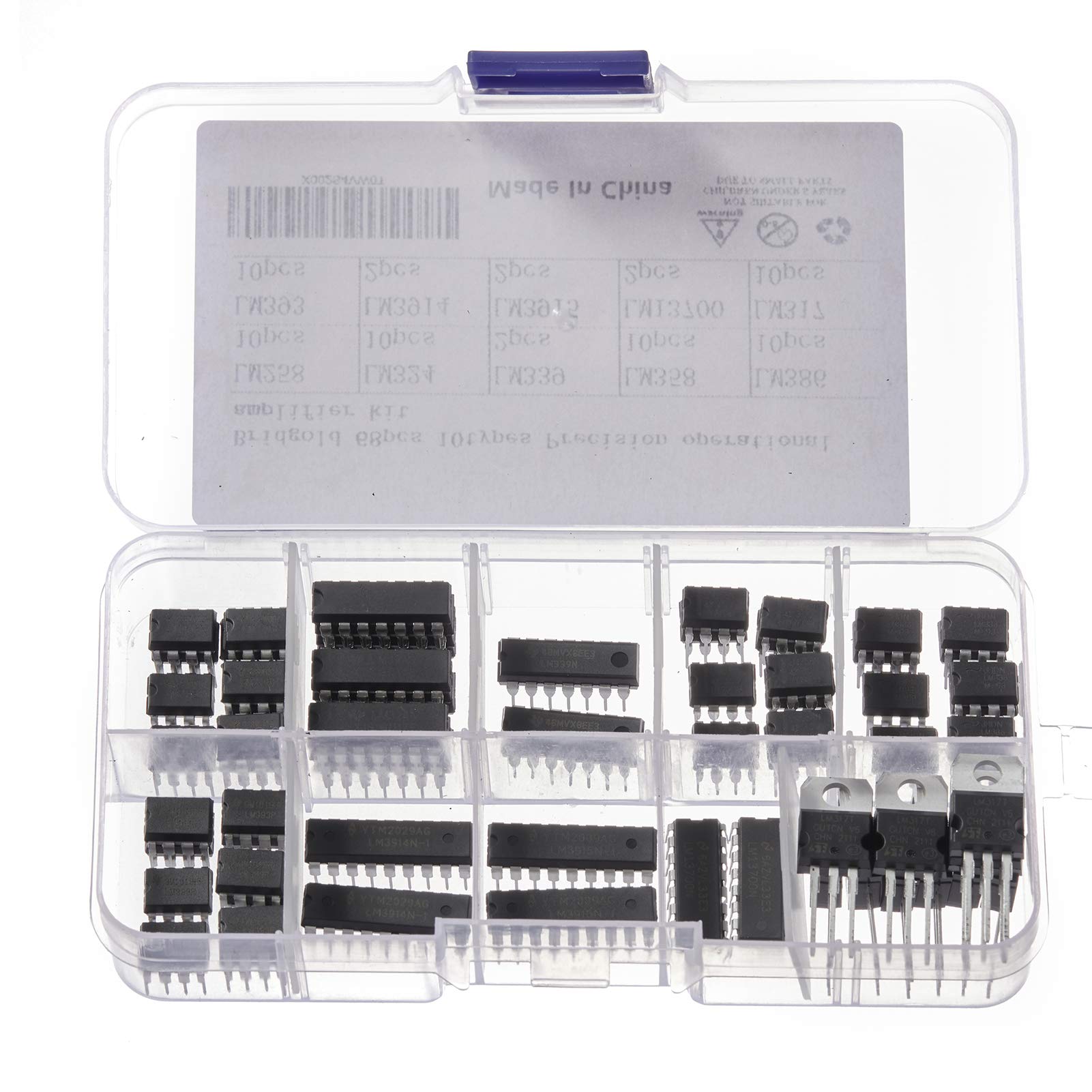 Bridgold 68Pcs 10Kinds Precision Operational Amplifier And Adjustable Positive Voltage Regulator Kit,Including:Lm258,Lm324,Lm339