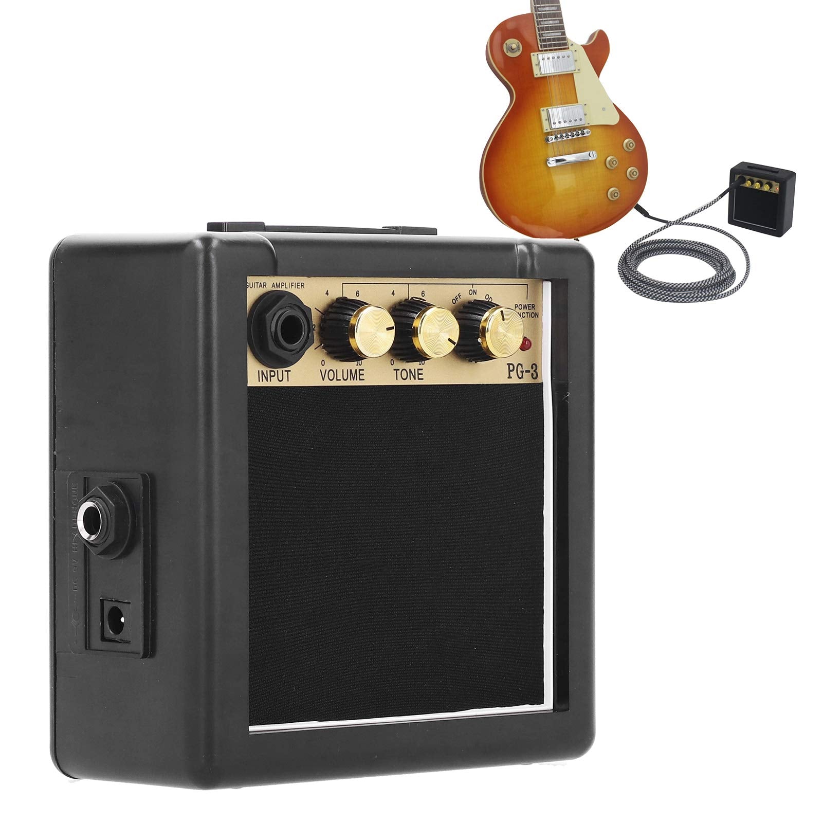 Germerse Guitar Speaker, Bass Amplifier, Pg-3 3W Portable Bass Speaker Acoustic Guitar Amplifier Professional Electric Bass For 