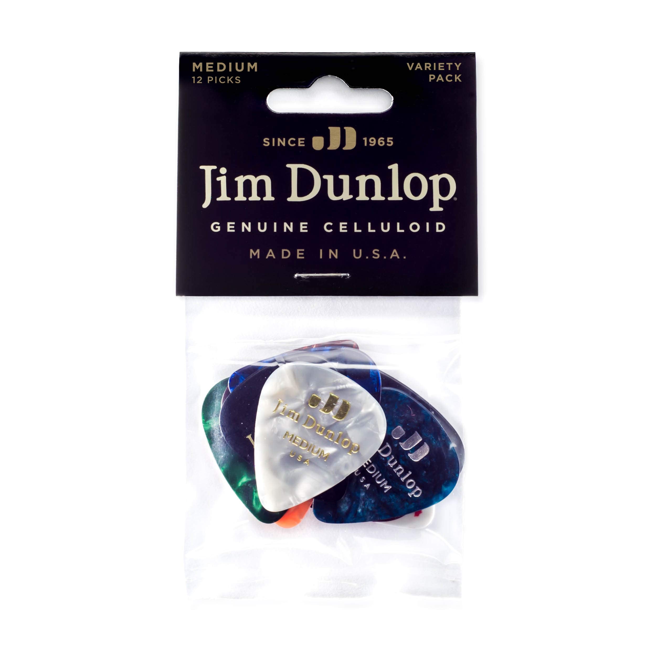 Jim Dunlop Celluloid Variety Pack Medium Guitar Picks, 12 Pack