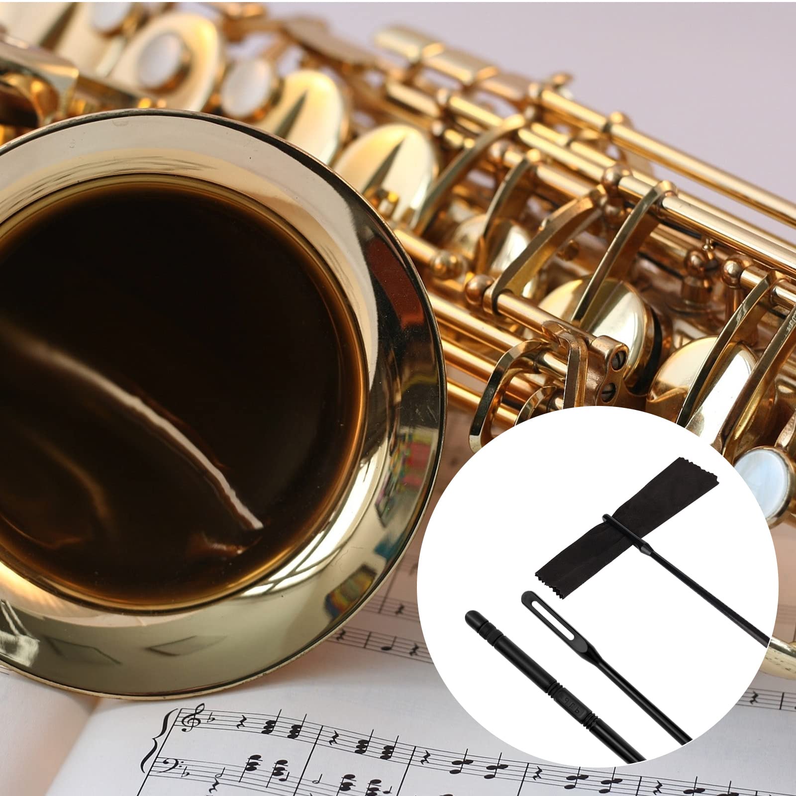 SAVITA 4pcs Flute Cleaning Kit, 2pcs Flute Cleaning Rod and 2pcs Flute Cleaning Cloth Flute Cleaning Swabs Flute Cleaning Suppli