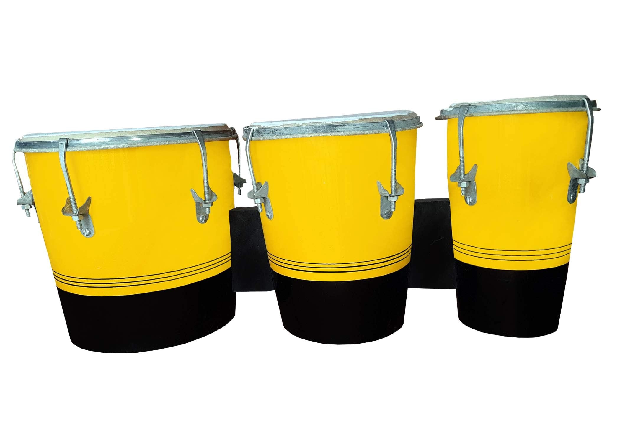 Gt Manufacturers Professional Three Piece Hand Made Wooden Bongo Drum Set (Yellow)