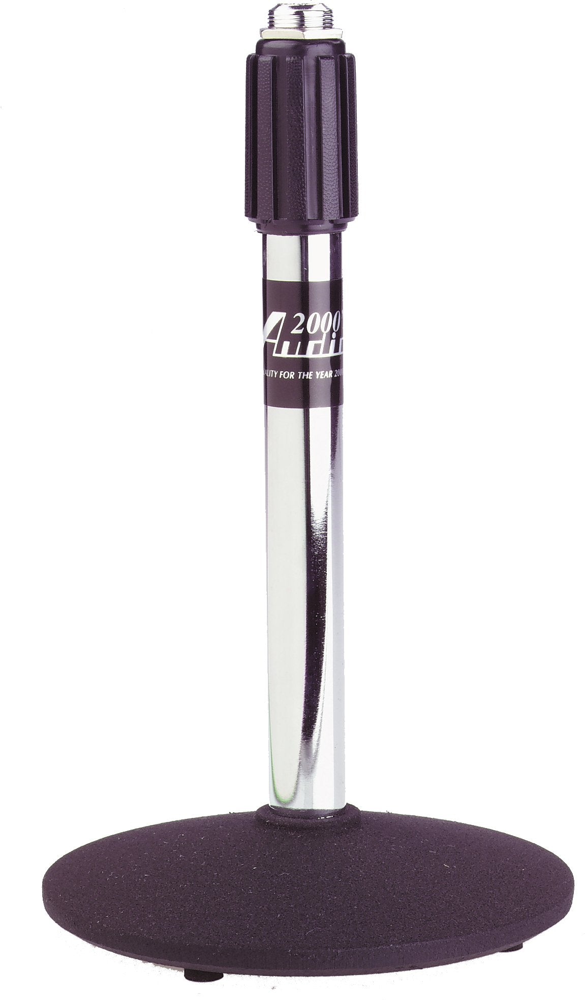 Audio2000S AST425 Chrome Desktop Microphone Stand with Cast-Iron Round Base and Adjustable Height