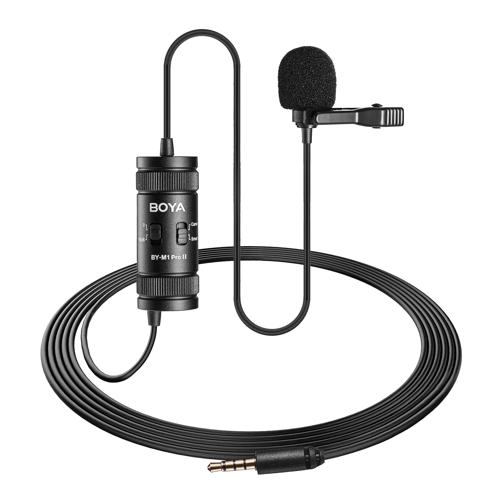 BOYA Lavalier Lapel Microphone - No Battery, by-M1 Pro ll Omnidirectional Condenser Mic for iPhone Camera Android PC Windows - f