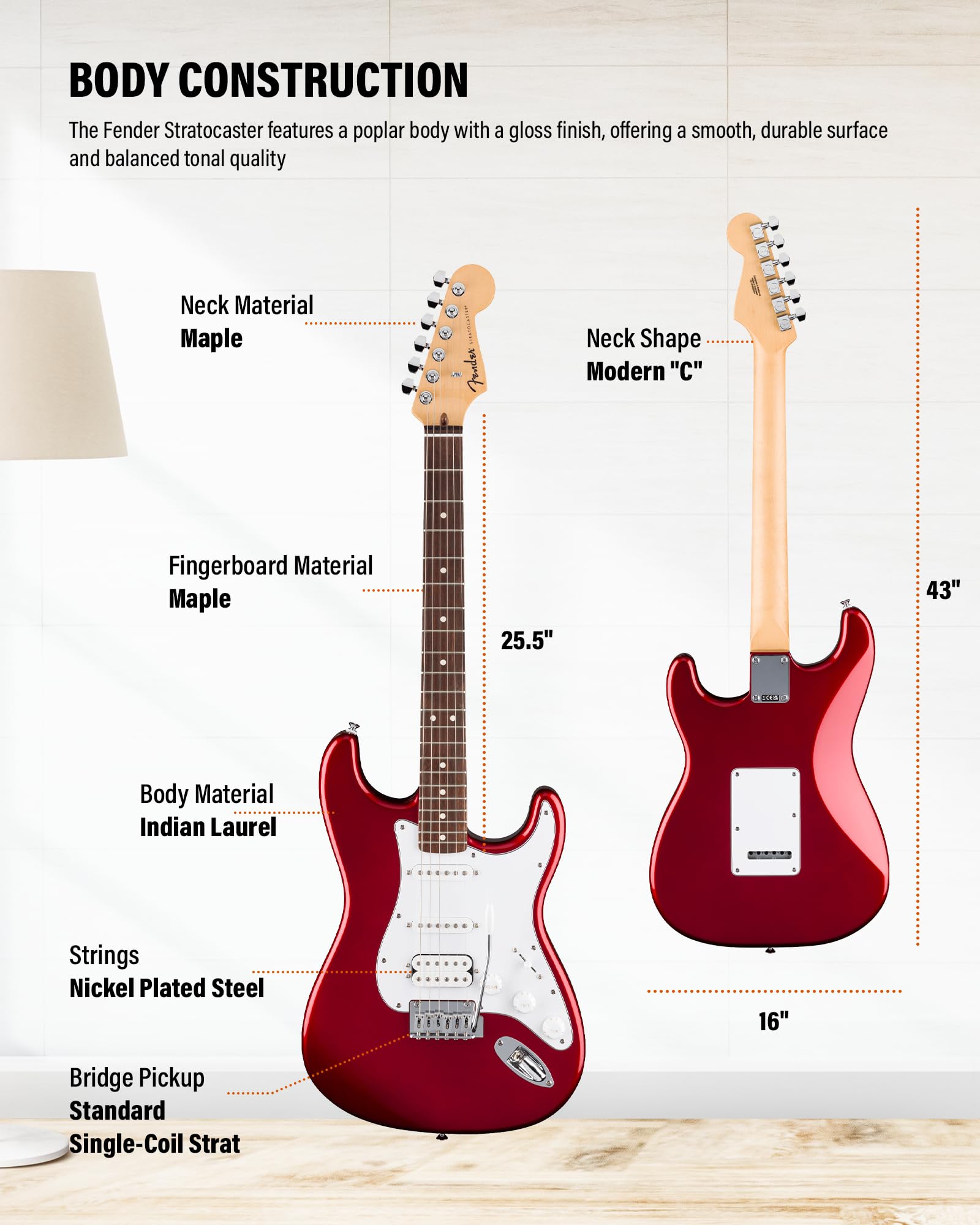 Fender Standard Stratocaster HSS - Candy Cola Bundle with Strap, Guitar Cleaning Kit and Austin Bazaar Instructional Video