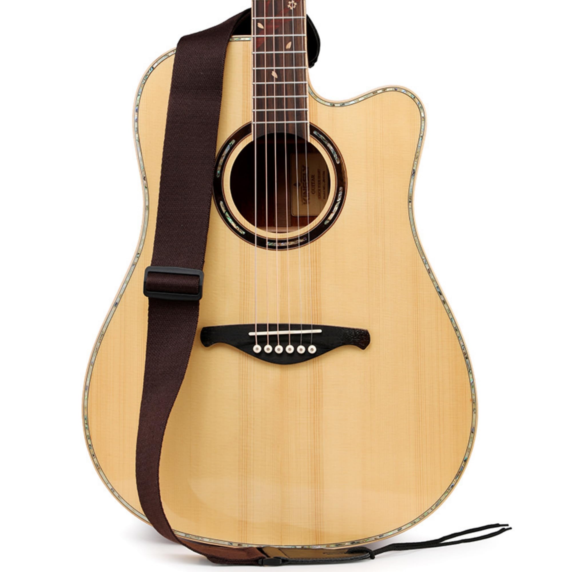 CC CAIHONG Guitar Strap, Bass Guitar Straps Acoustic Electric Woven Simple Leather Ends Adjustable Vintage with Pick Pocket - Br