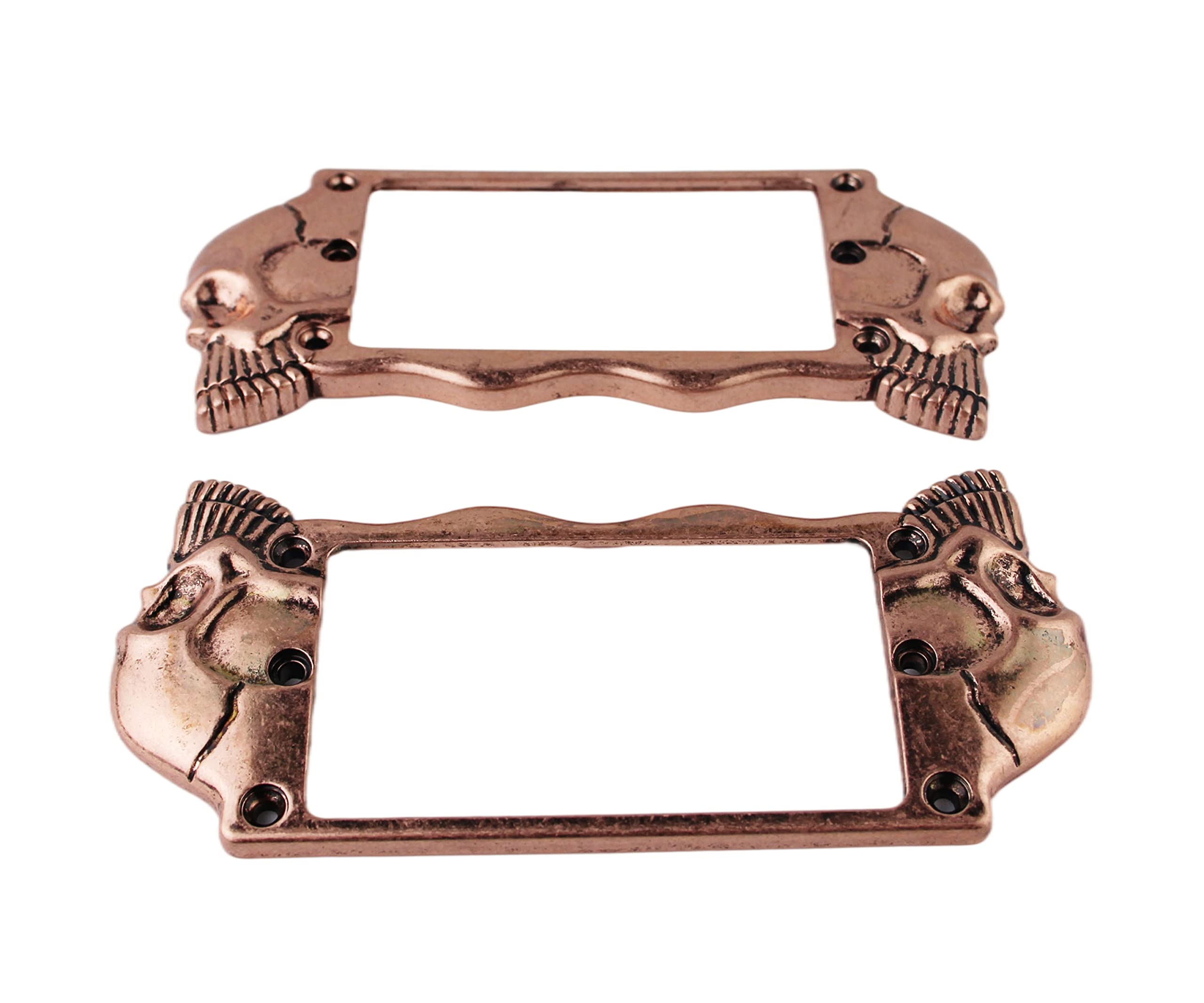 Guyker Flat Metal Humbucker Pickup Mounting Ring Set - Bridge Neck Pickups Cover Frame Replacement Part For Electric Guitar Or P