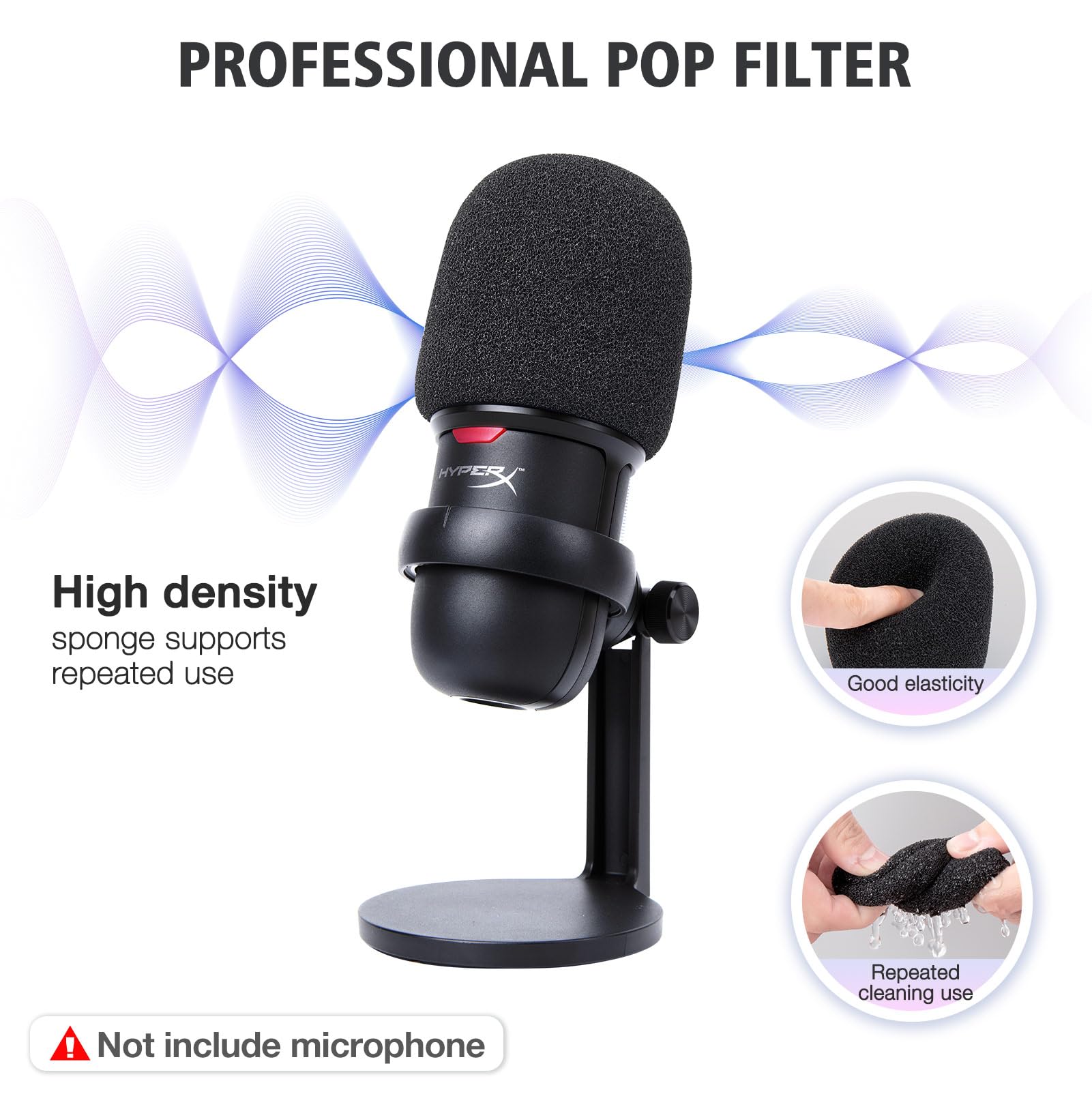 For HyperX SoloCast White Boom Arm - White Mic Arm Compatible with Hyper x SoloCast, Microphone Boom Arm with Pop Filter, Improv