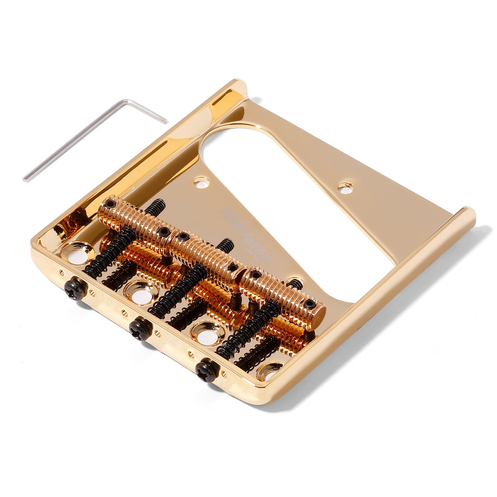 Wilkinson 2-1/8 Inch(54Mm) Vintage Telecaster Bridge Wot01T Threaded 3 Saddles Fixed Guitar Bridge For Tl Style Electric Guitar