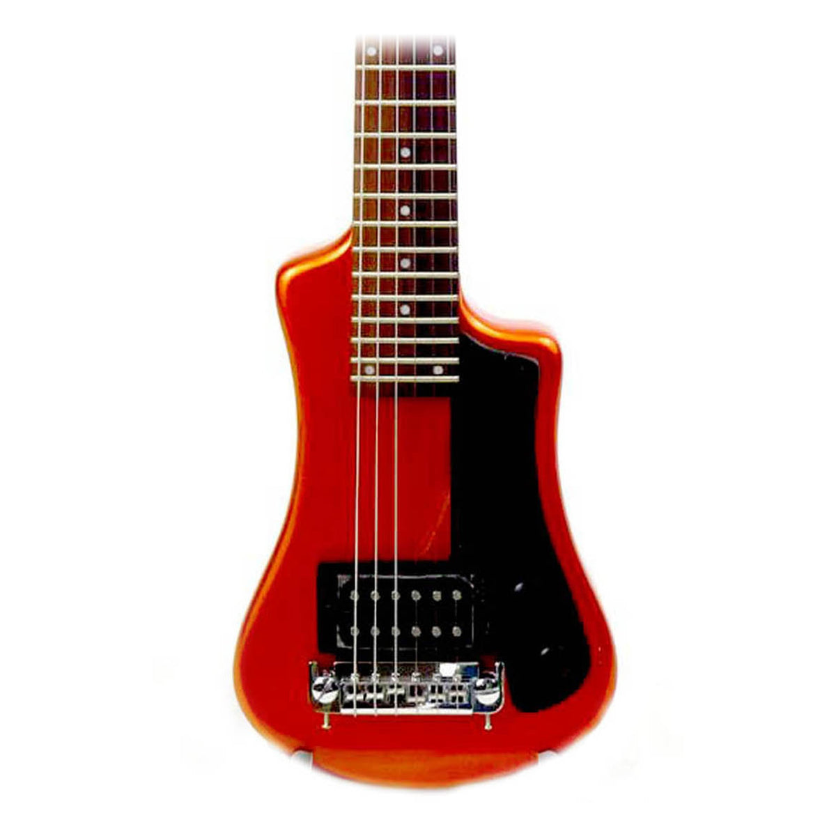 Hofner Shorty Guitar - Metallic Orange Limited Edition Travel Electric Guitar W/Full Sized Neck And Gigbag