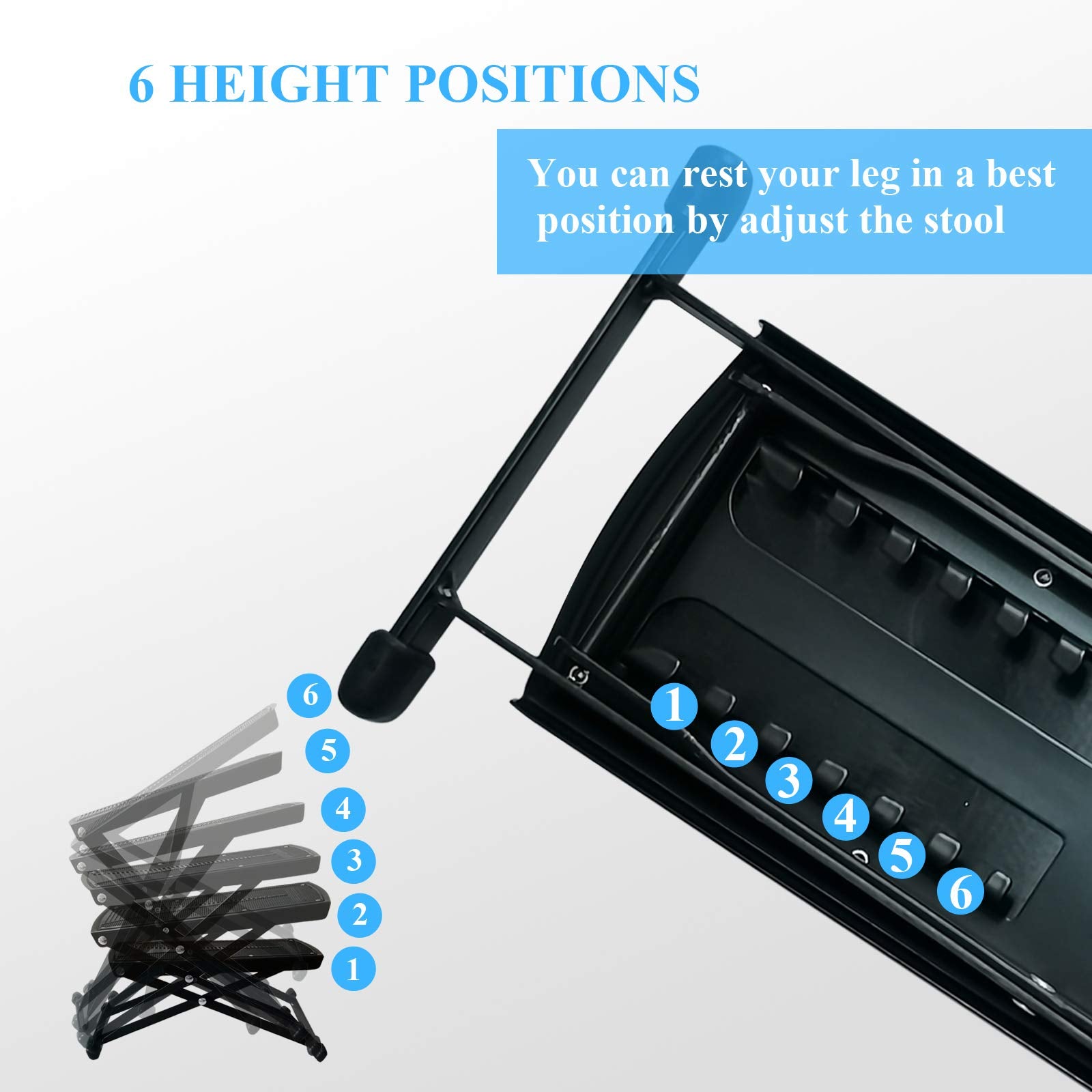 Guitar Foot Rest Stool Height Adjustable Footstool Excellent Stability with Rubber End Caps and Non-Slip Rubber Pad for Classica