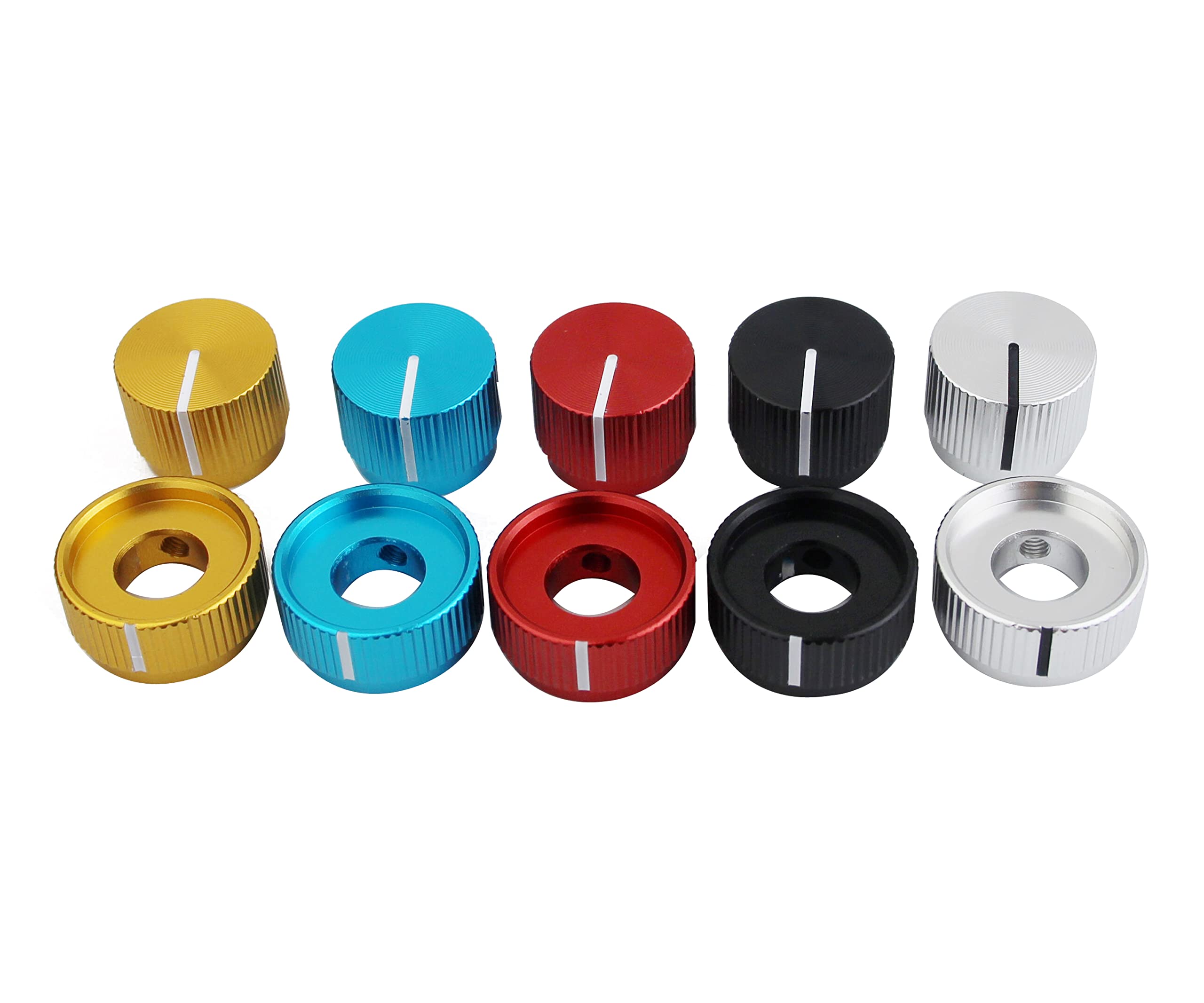 Guyker Guitar Aluminum Dual Concentric Control Knobs - Dome Volume Tone Stacked Knob Replacement for Electric Guitar or Bass (bl