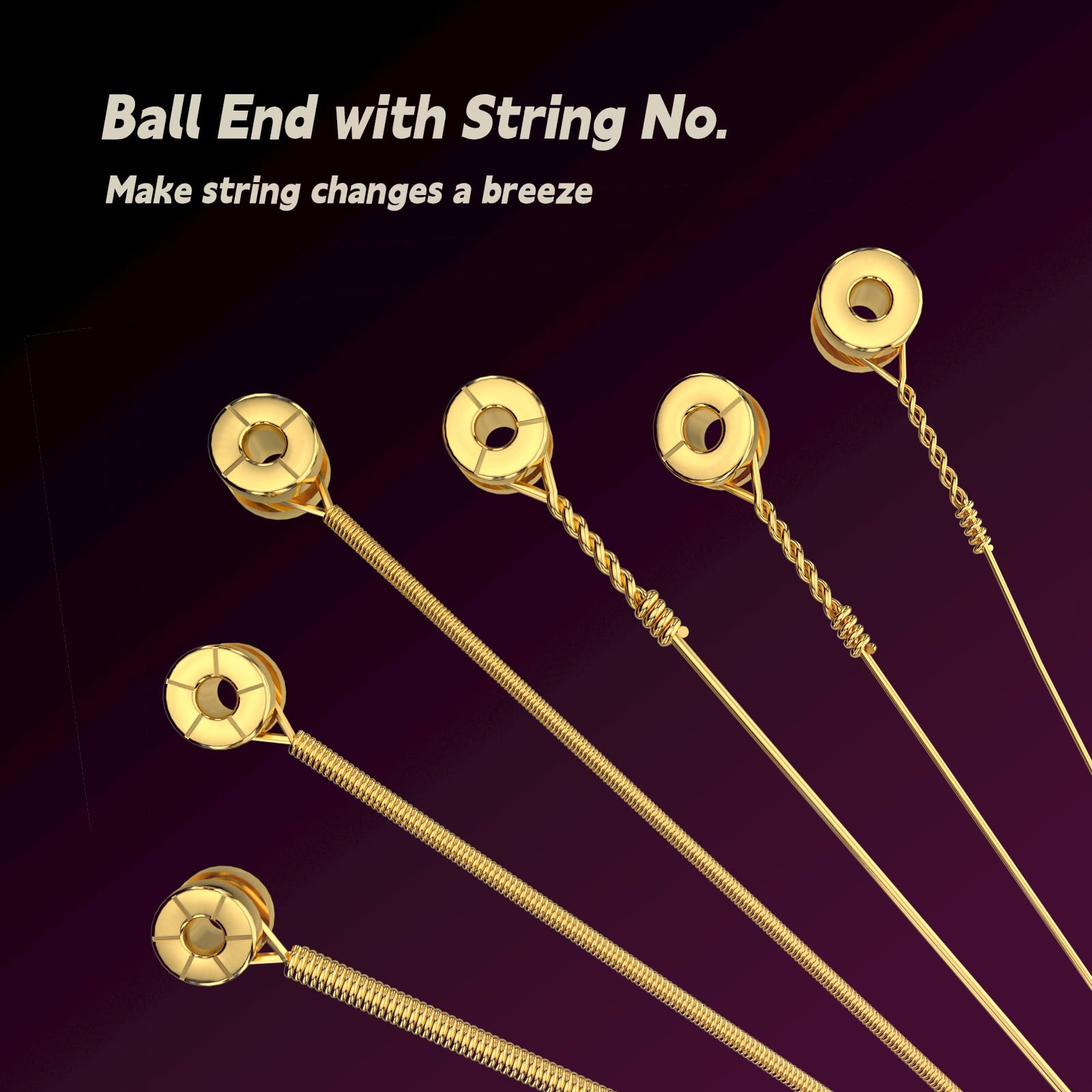 Alice Guitar Strings, Coated Electric Guitar Strings - Gold Polished for Smooth Feel and Warm, Bright Tone, Ball End with String
