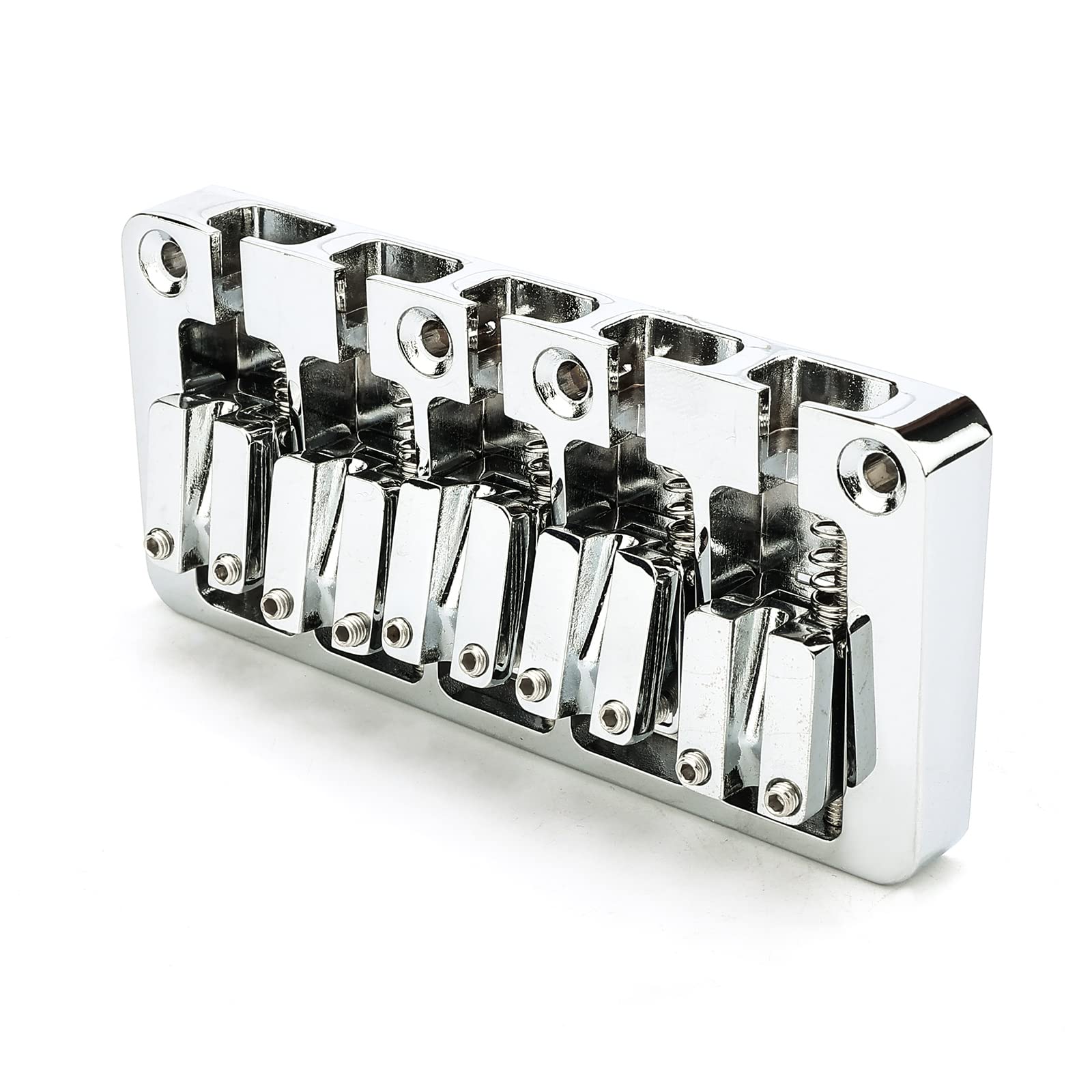 Swhmc 5 String Bass Bridge with Locking Zinc Saddles Dual Load Type Bridge for Jazz Bass or Precision Electric Instruments (Chro